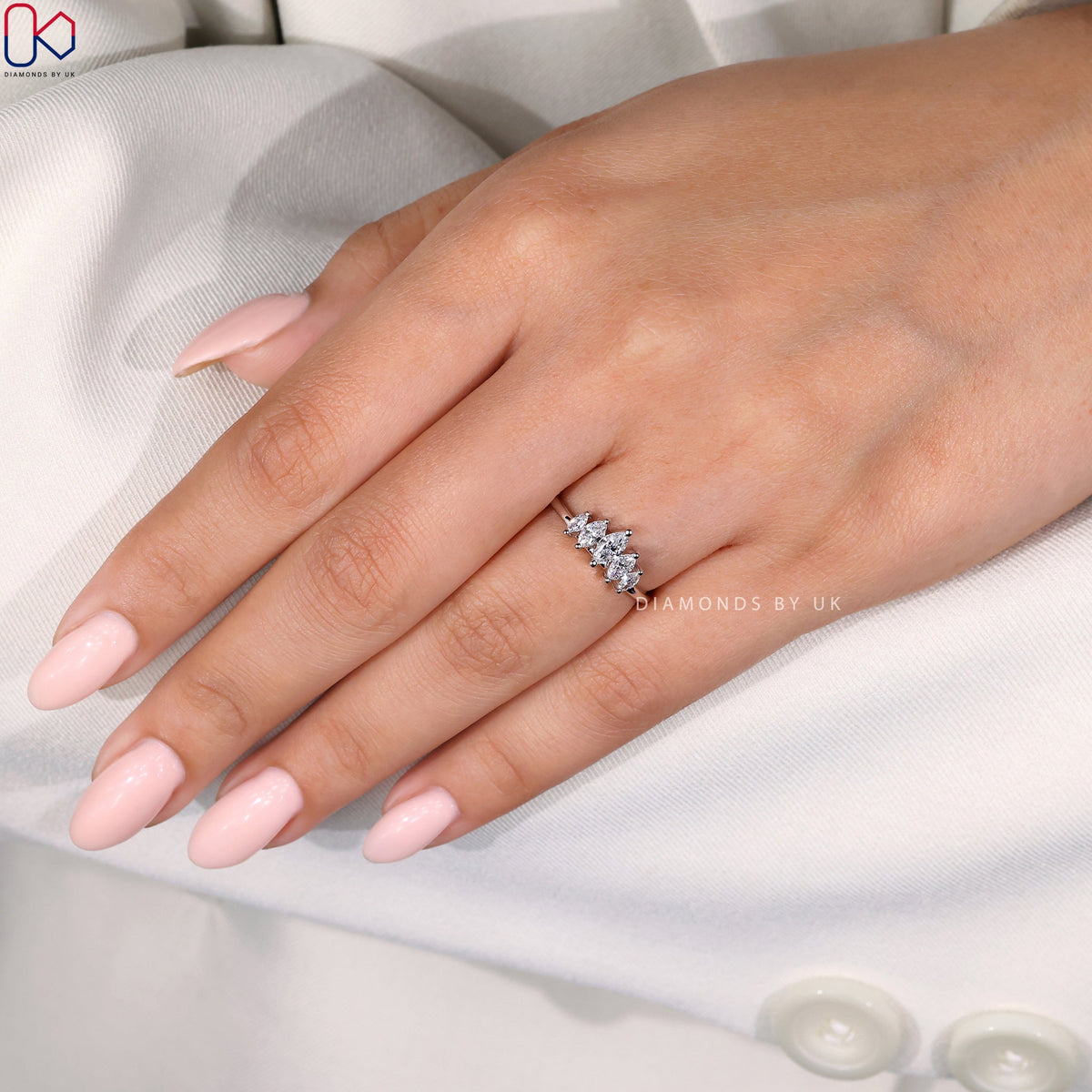5 Stone Marquise Diamond Wedding Band