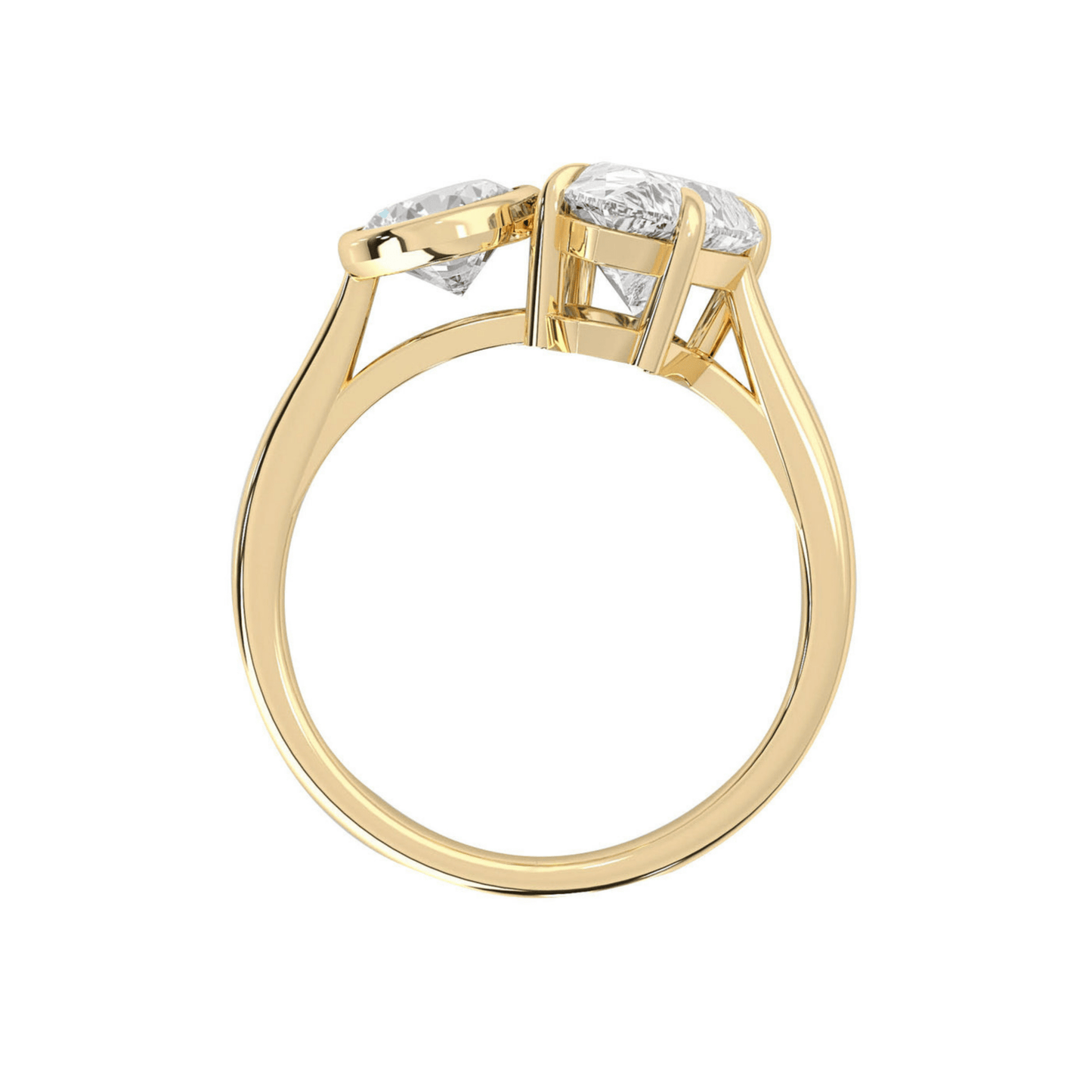 2.20 Carat Pear & Bezel Set Round Toi Et Moi Art Deco Engagement Ring