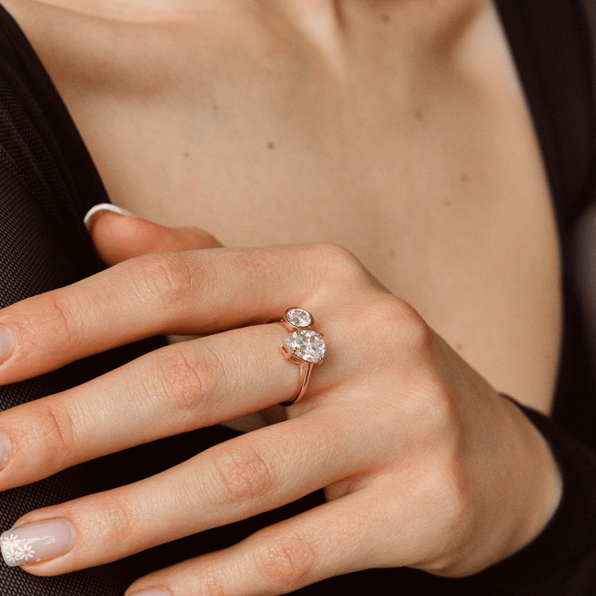 2.20 Carat Pear & Bezel Set Round Toi Et Moi Art Deco Engagement Ring