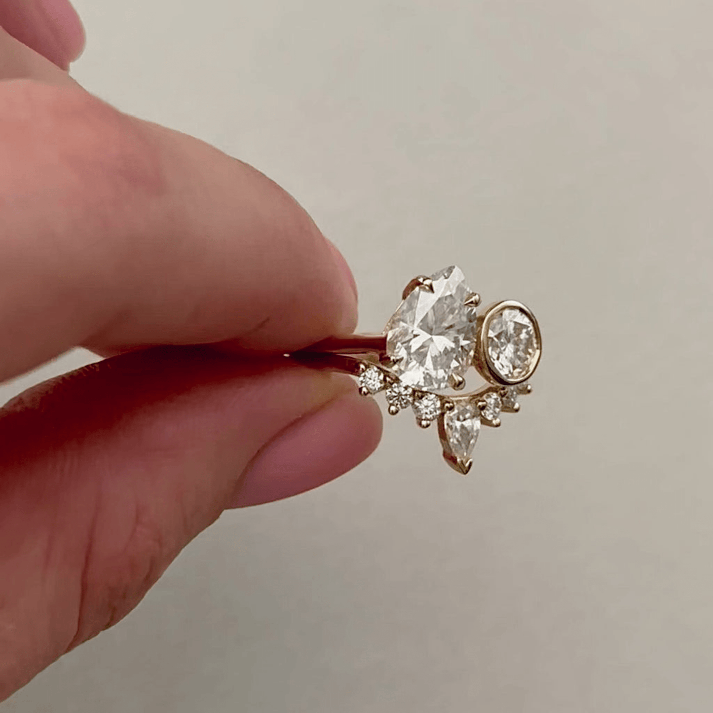2.20 Carat Pear & Bezel Set Round Toi Et Moi Art Deco Engagement Ring