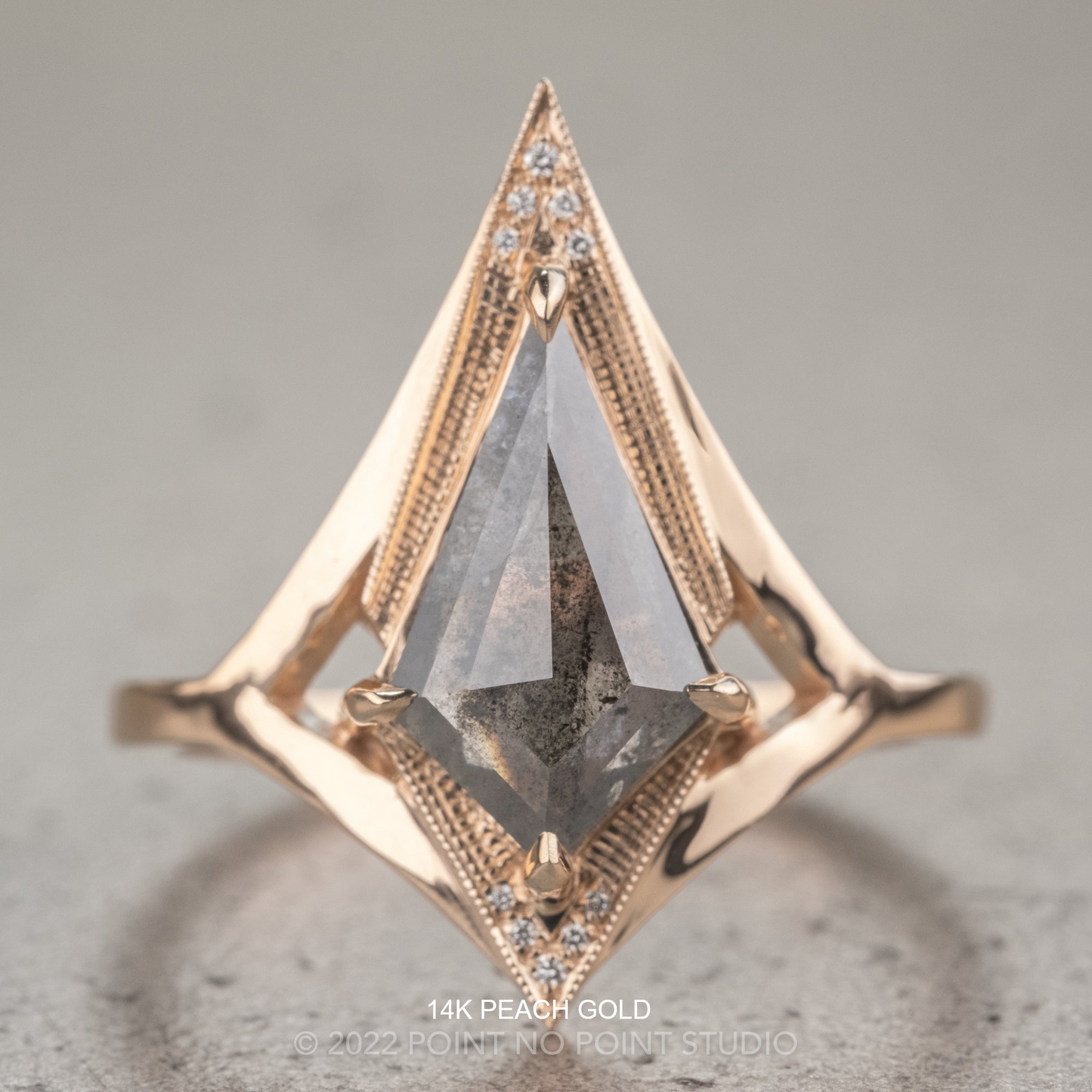 1.79 Carat Salt and Pepper Kite Diamond Engagement Ring, Arwen Setting