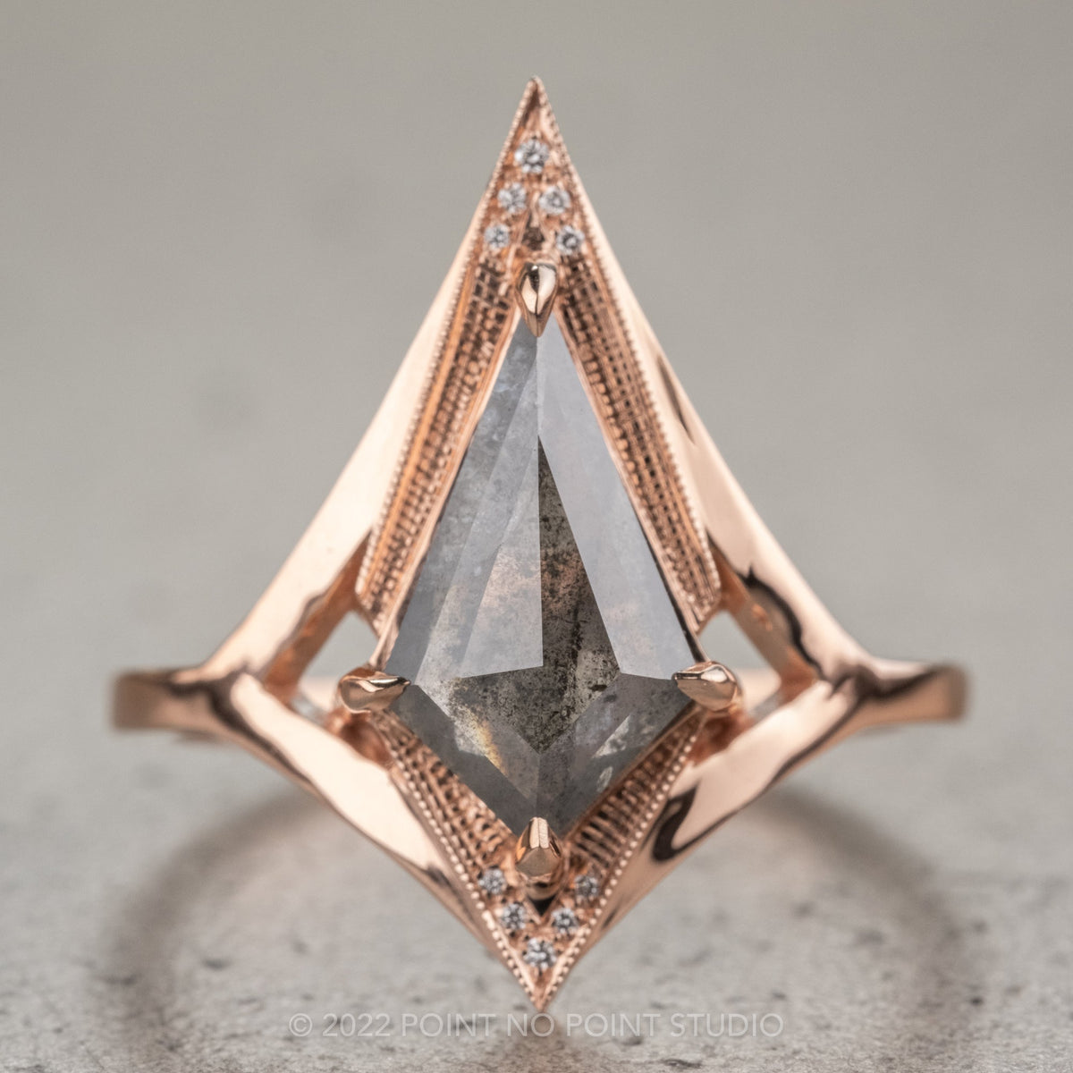 1.79 Carat Salt and Pepper Kite Diamond Engagement Ring, Arwen Setting