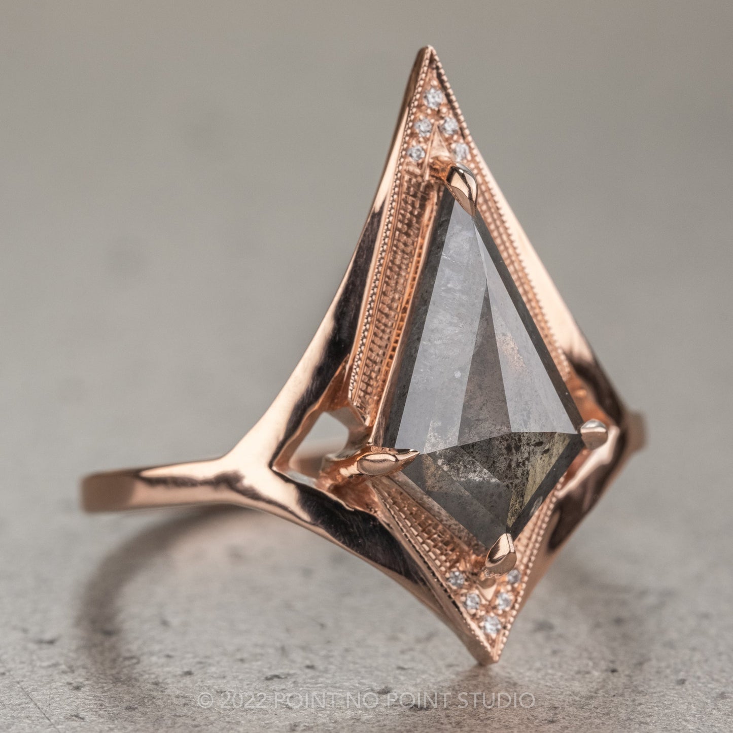 1.79 Carat Salt and Pepper Kite Diamond Engagement Ring, Arwen Setting