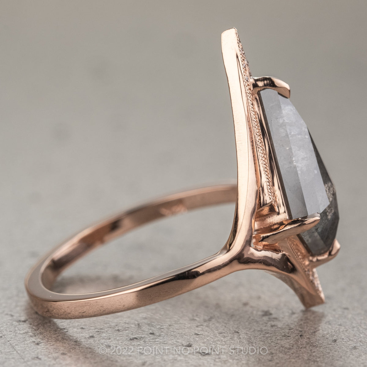1.79 Carat Salt and Pepper Kite Diamond Engagement Ring, Arwen Setting
