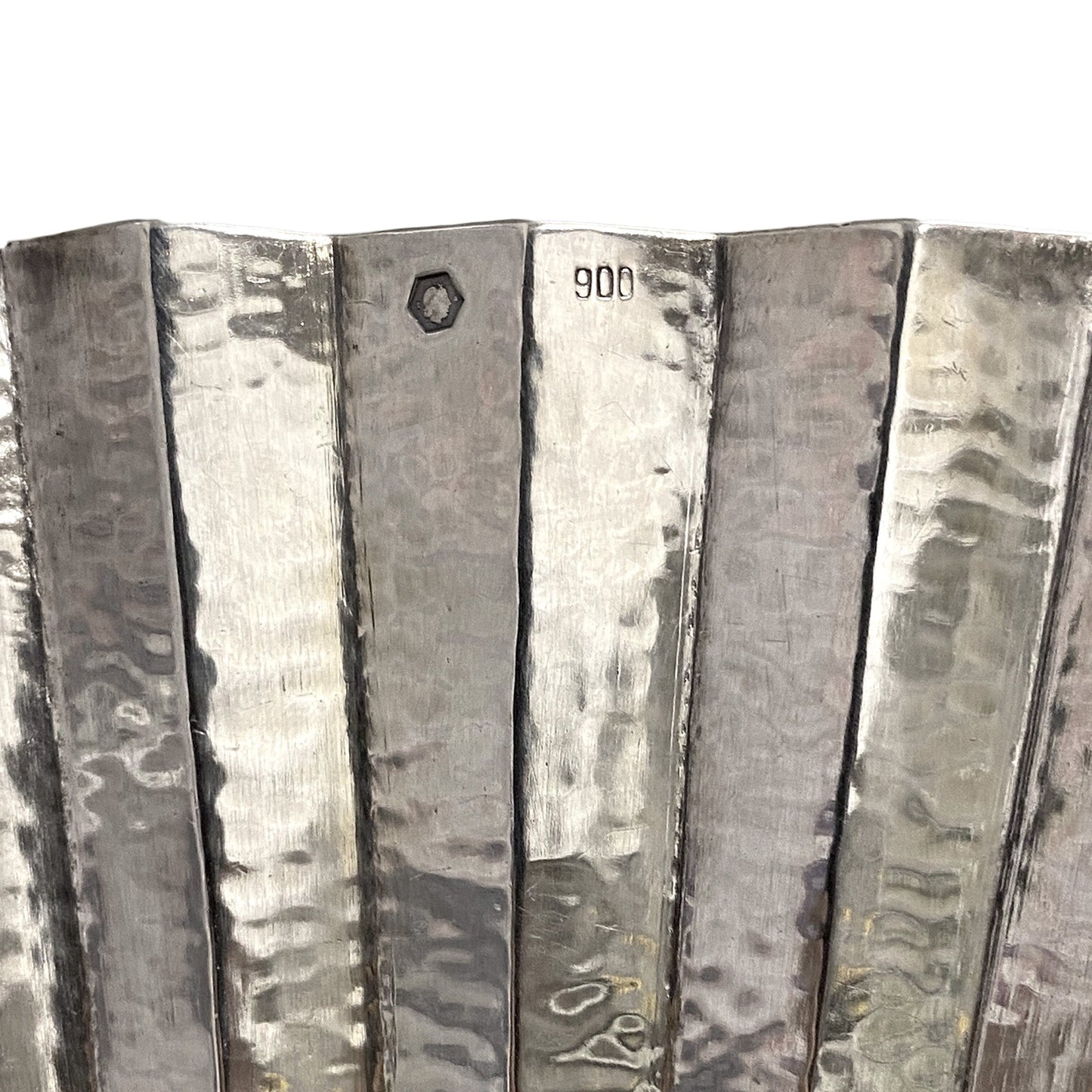 Josef Hoffmann Hammered Silver Centerpiece and Pair of Vases