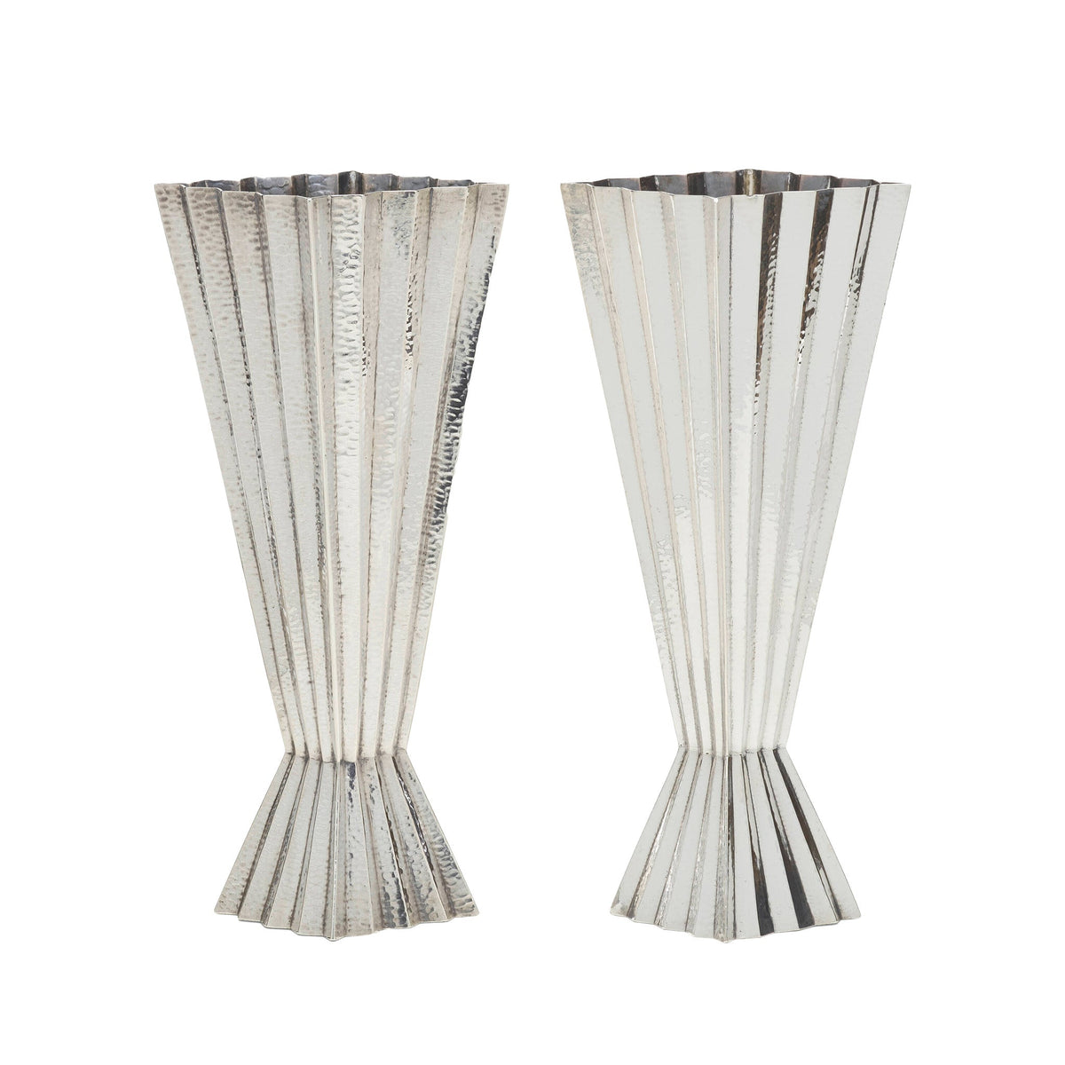 Josef Hoffmann Pair of Hammered Silver Vases