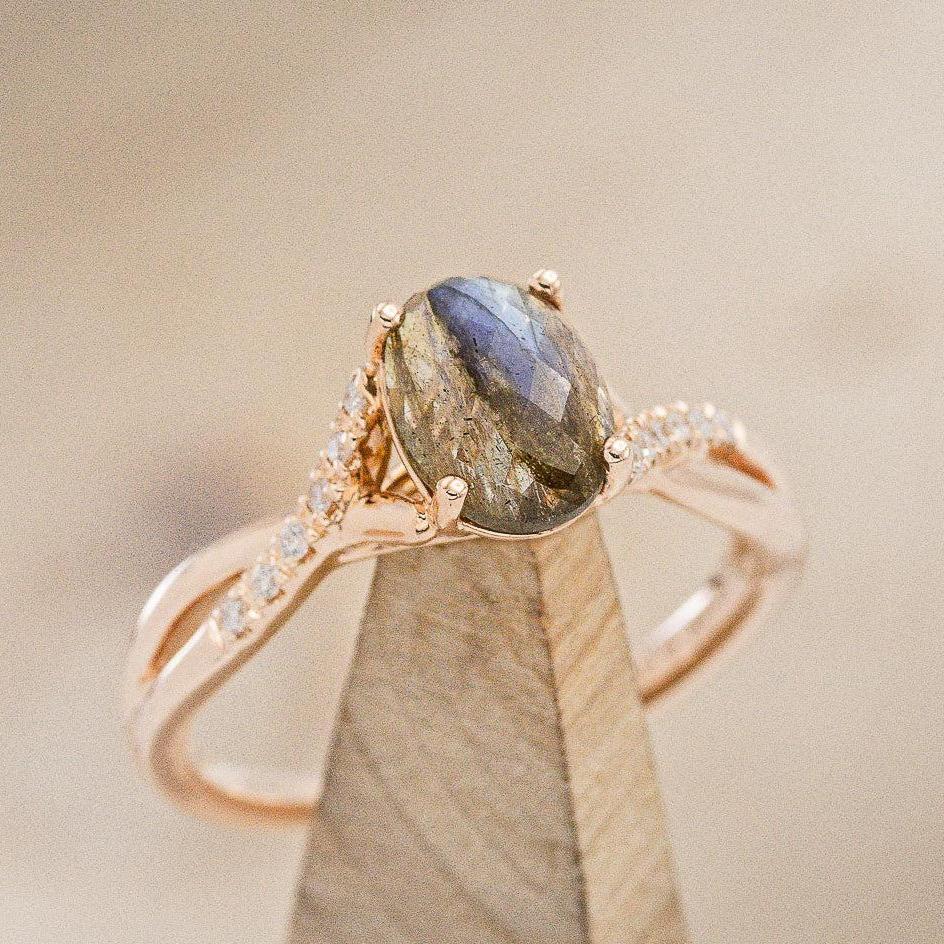 "Roslyn" - Labradorite Engagement Ring With Diamond Accents