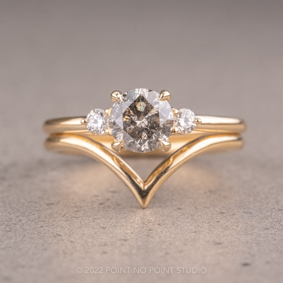 1.15 Carat Salt and Pepper Round Diamond Engagement Ring, Zoe Setting