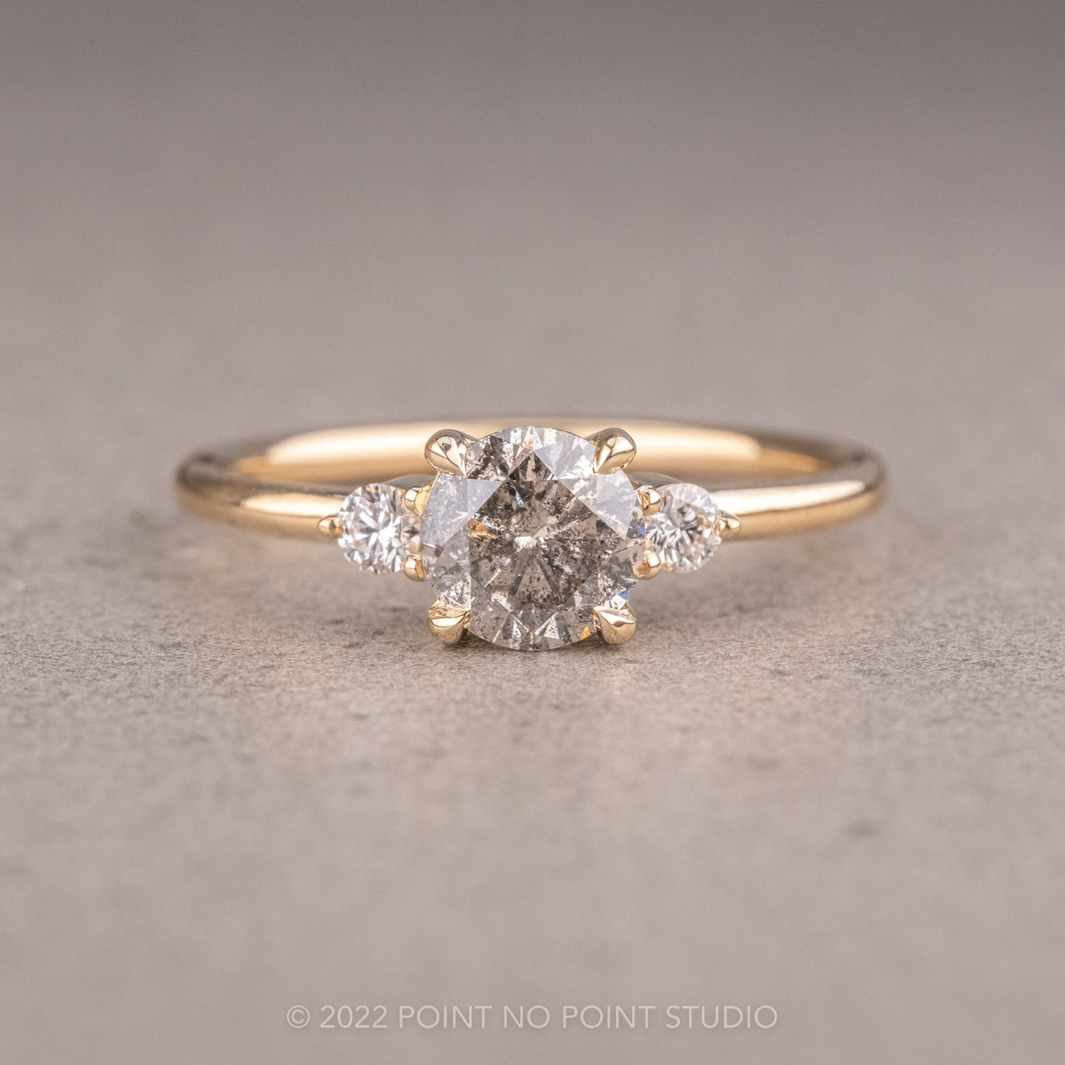 1.15 Carat Salt and Pepper Round Diamond Engagement Ring, Zoe Setting