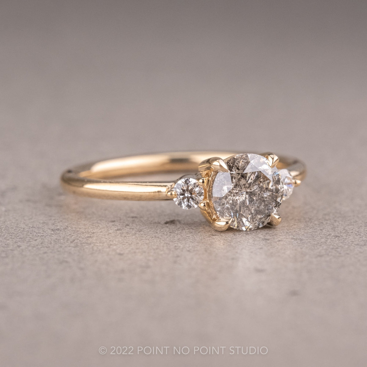 1.15 Carat Salt and Pepper Round Diamond Engagement Ring, Zoe Setting