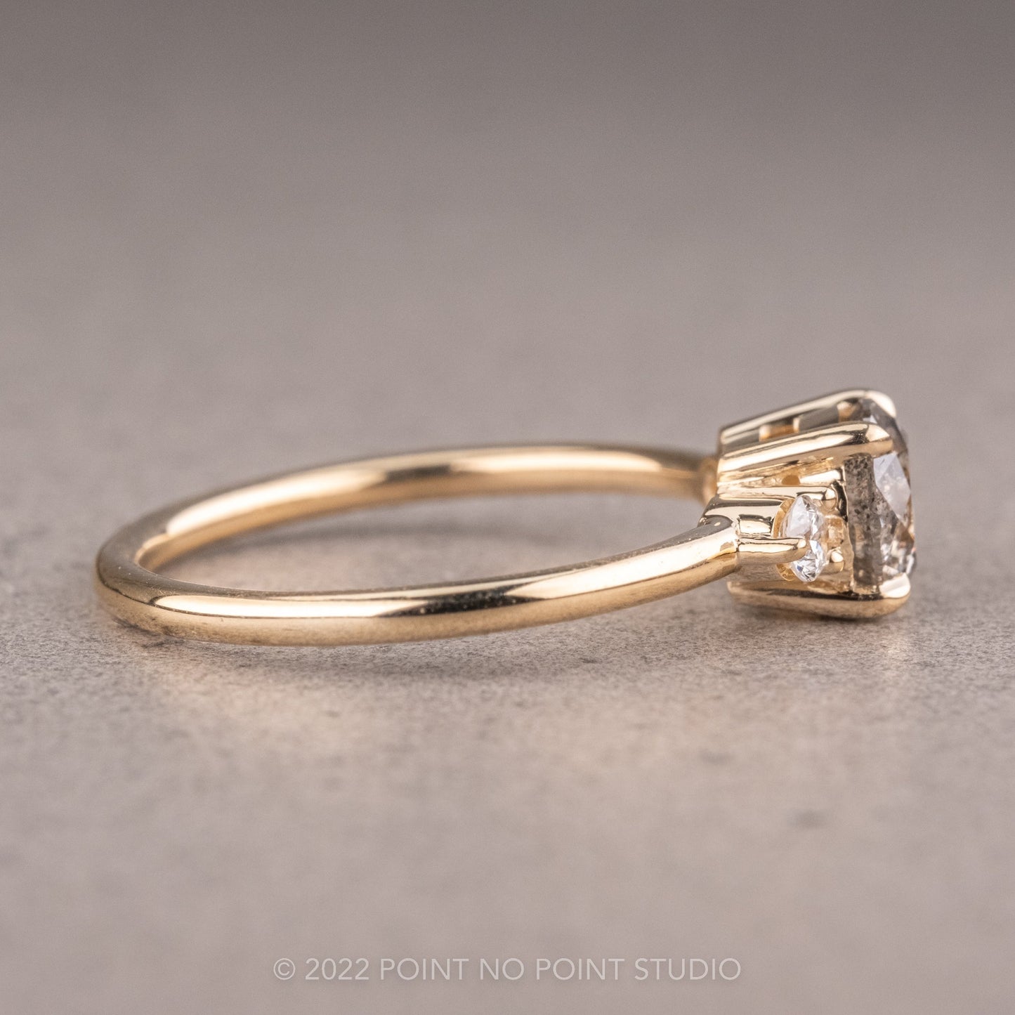 1.15 Carat Salt and Pepper Round Diamond Engagement Ring, Zoe Setting