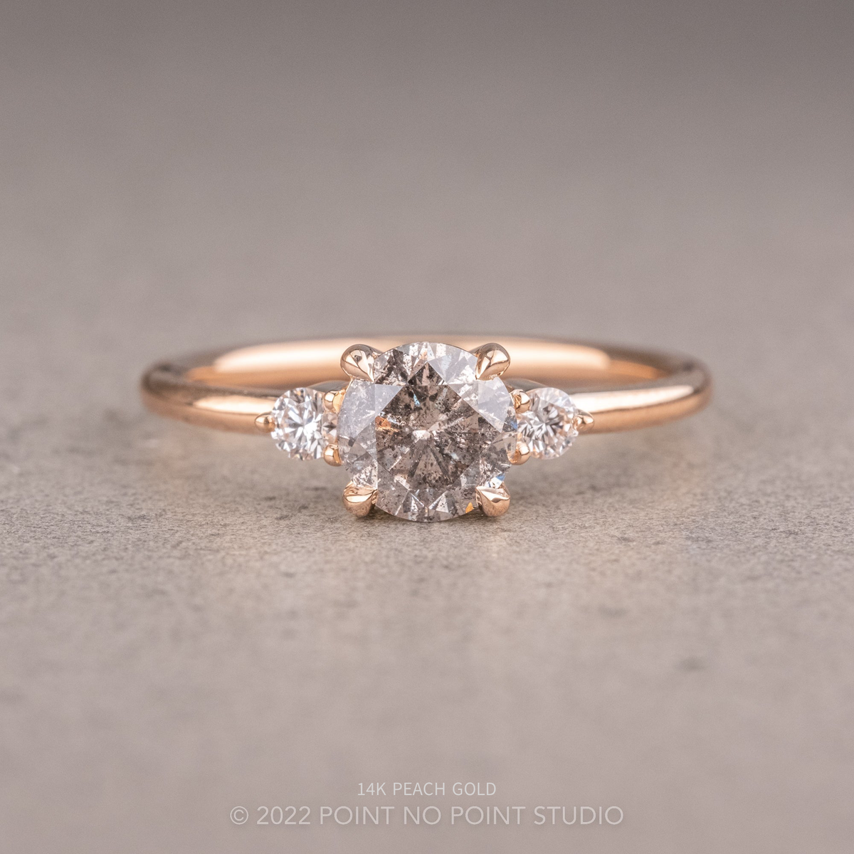 1.15 Carat Salt and Pepper Round Diamond Engagement Ring, Zoe Setting