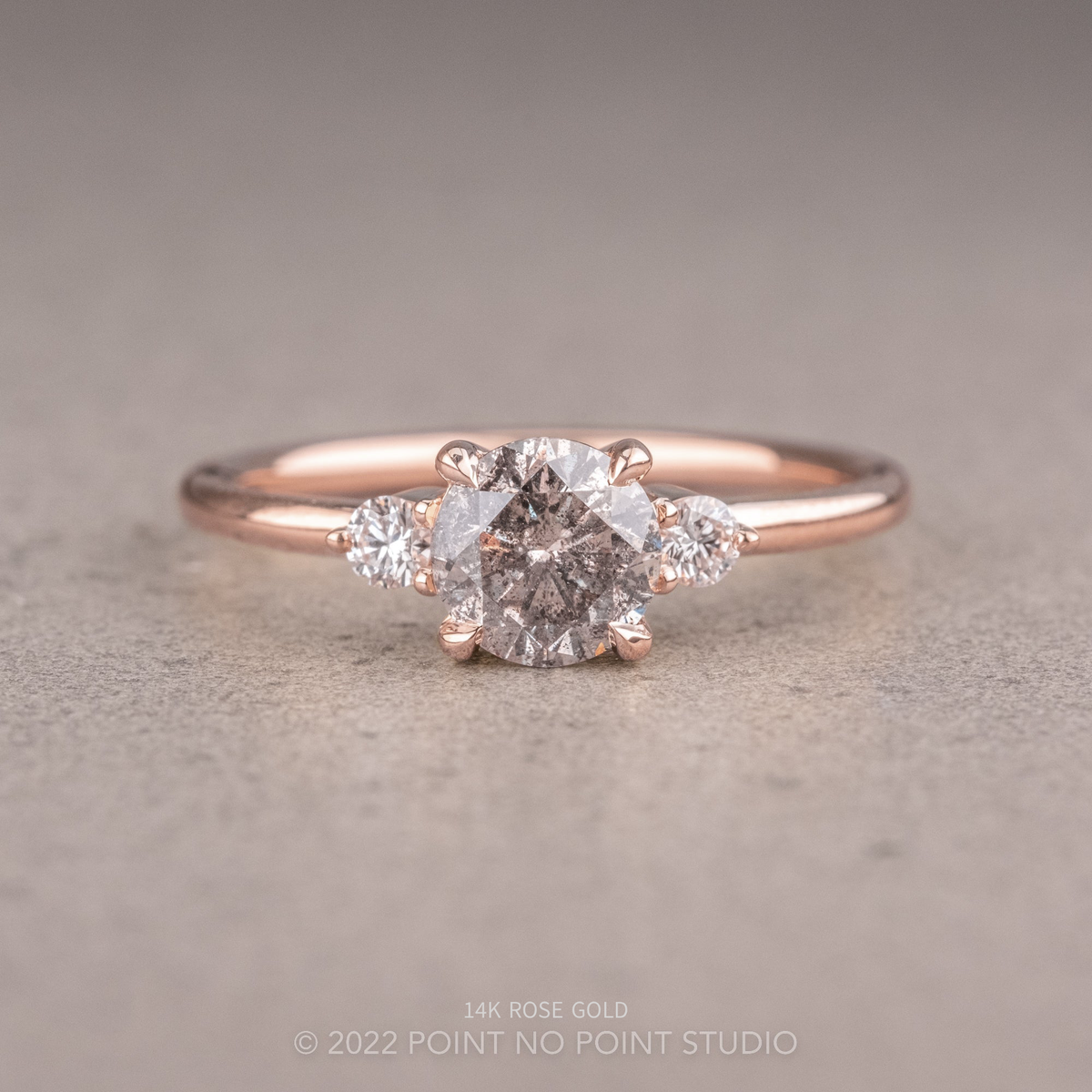 1.15 Carat Salt and Pepper Round Diamond Engagement Ring, Zoe Setting