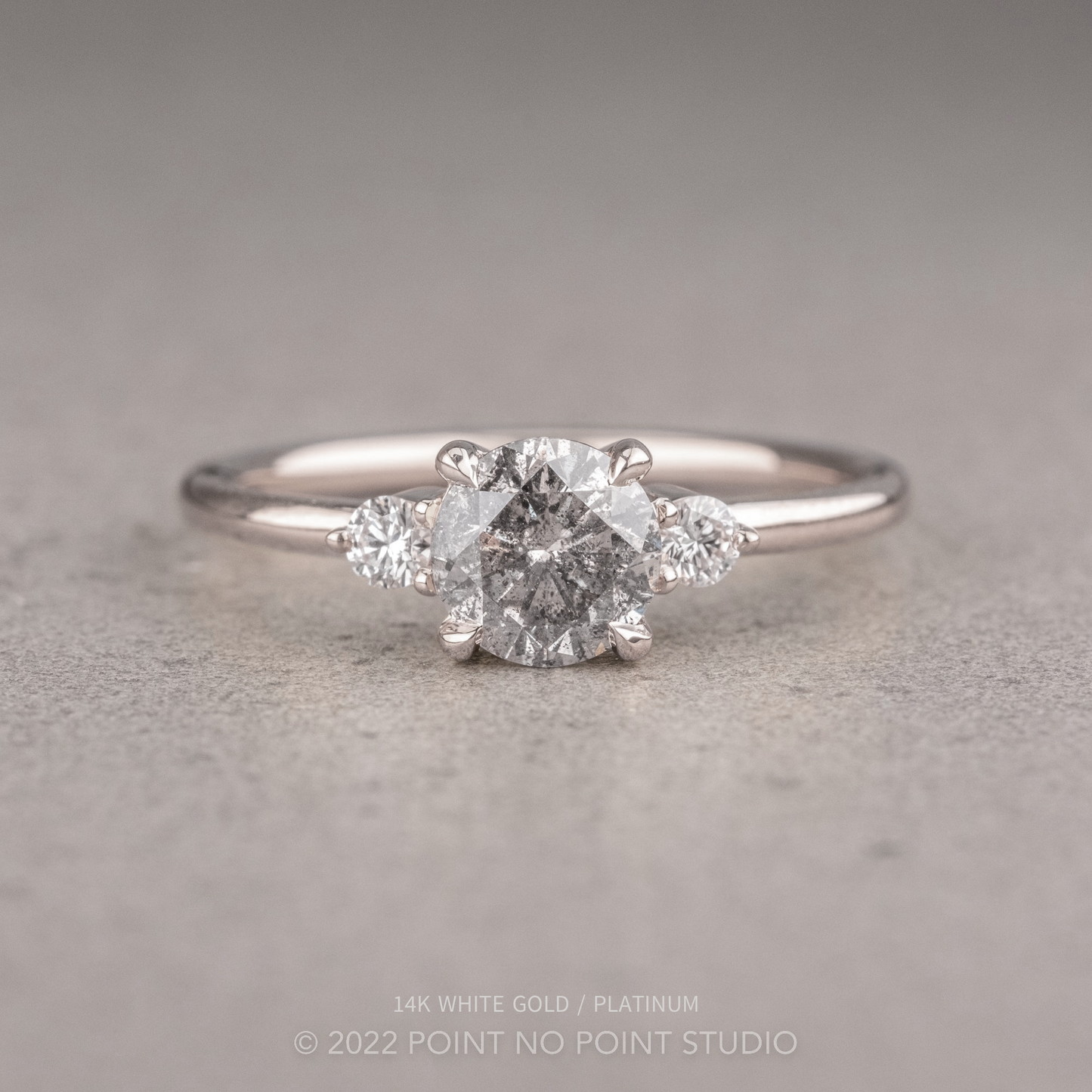 1.15 Carat Salt and Pepper Round Diamond Engagement Ring, Zoe Setting