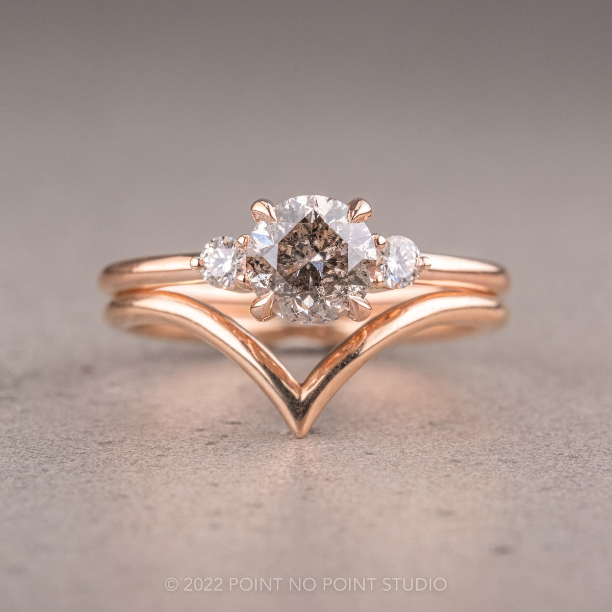 1.13 Carat Salt and Pepper Round Diamond Engagement Ring, Zoe Setting