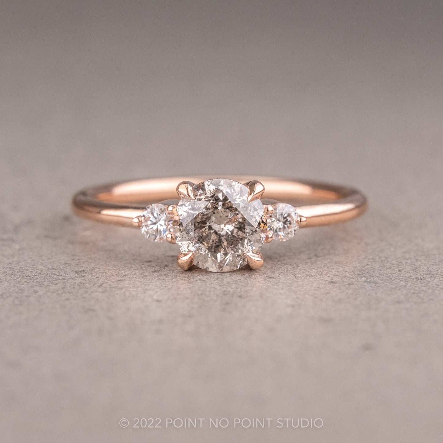 1.13 Carat Salt and Pepper Round Diamond Engagement Ring, Zoe Setting