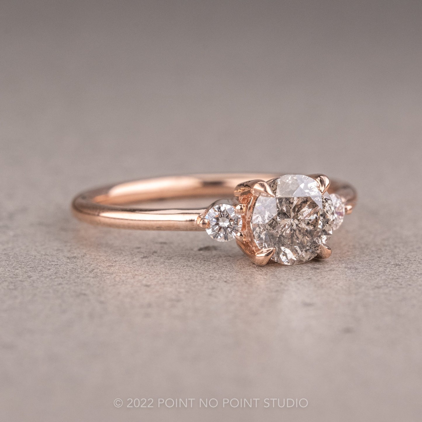 1.13 Carat Salt and Pepper Round Diamond Engagement Ring, Zoe Setting