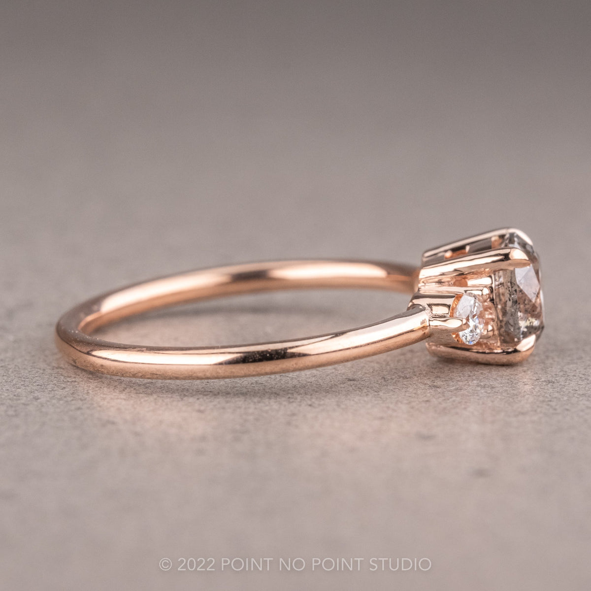 1.13 Carat Salt and Pepper Round Diamond Engagement Ring, Zoe Setting
