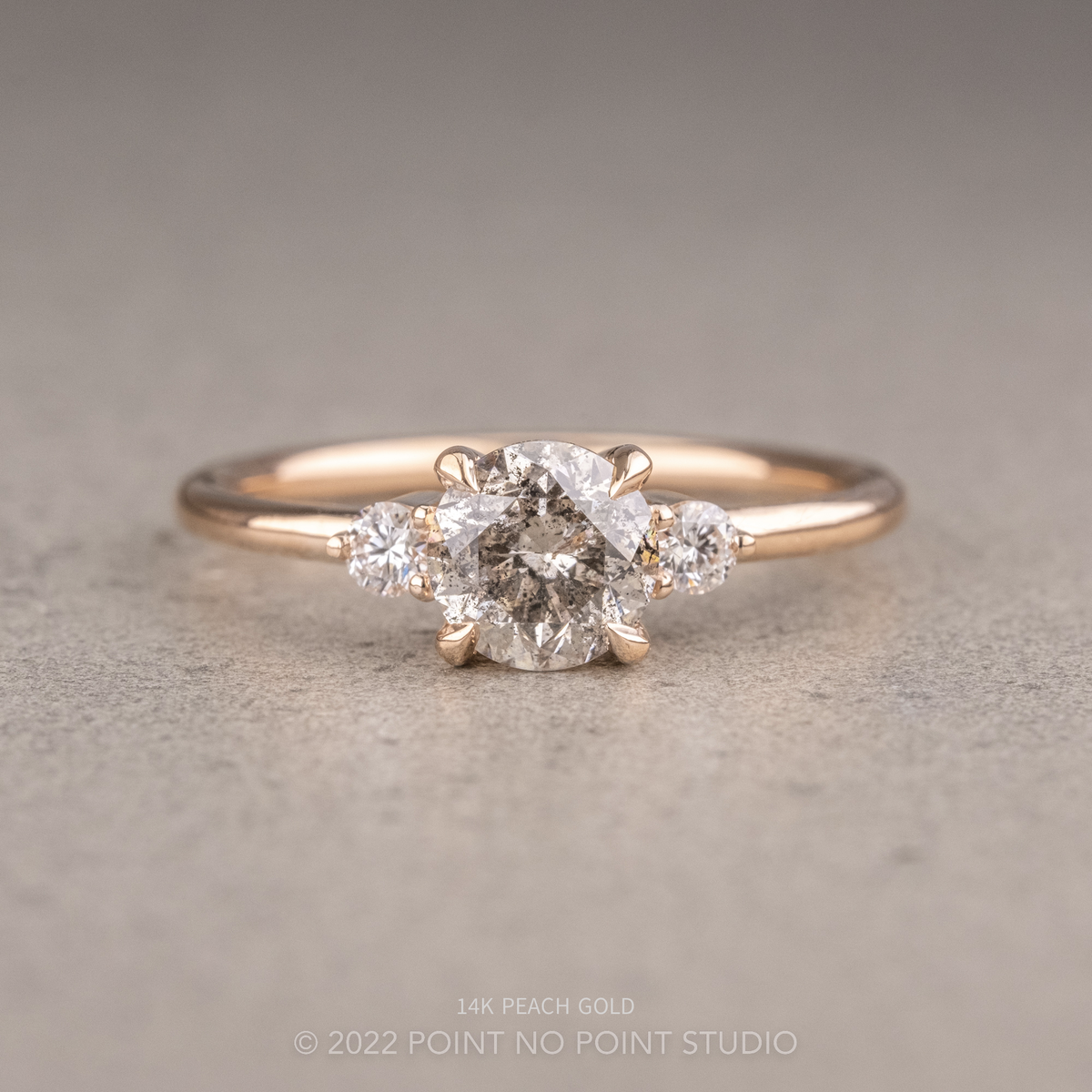 1.13 Carat Salt and Pepper Round Diamond Engagement Ring, Zoe Setting