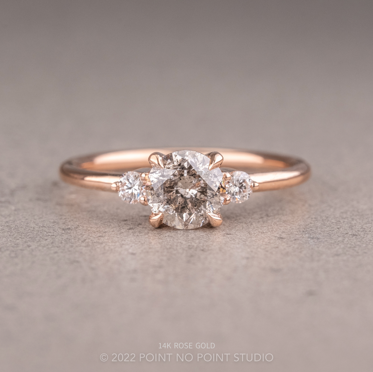 1.13 Carat Salt and Pepper Round Diamond Engagement Ring, Zoe Setting