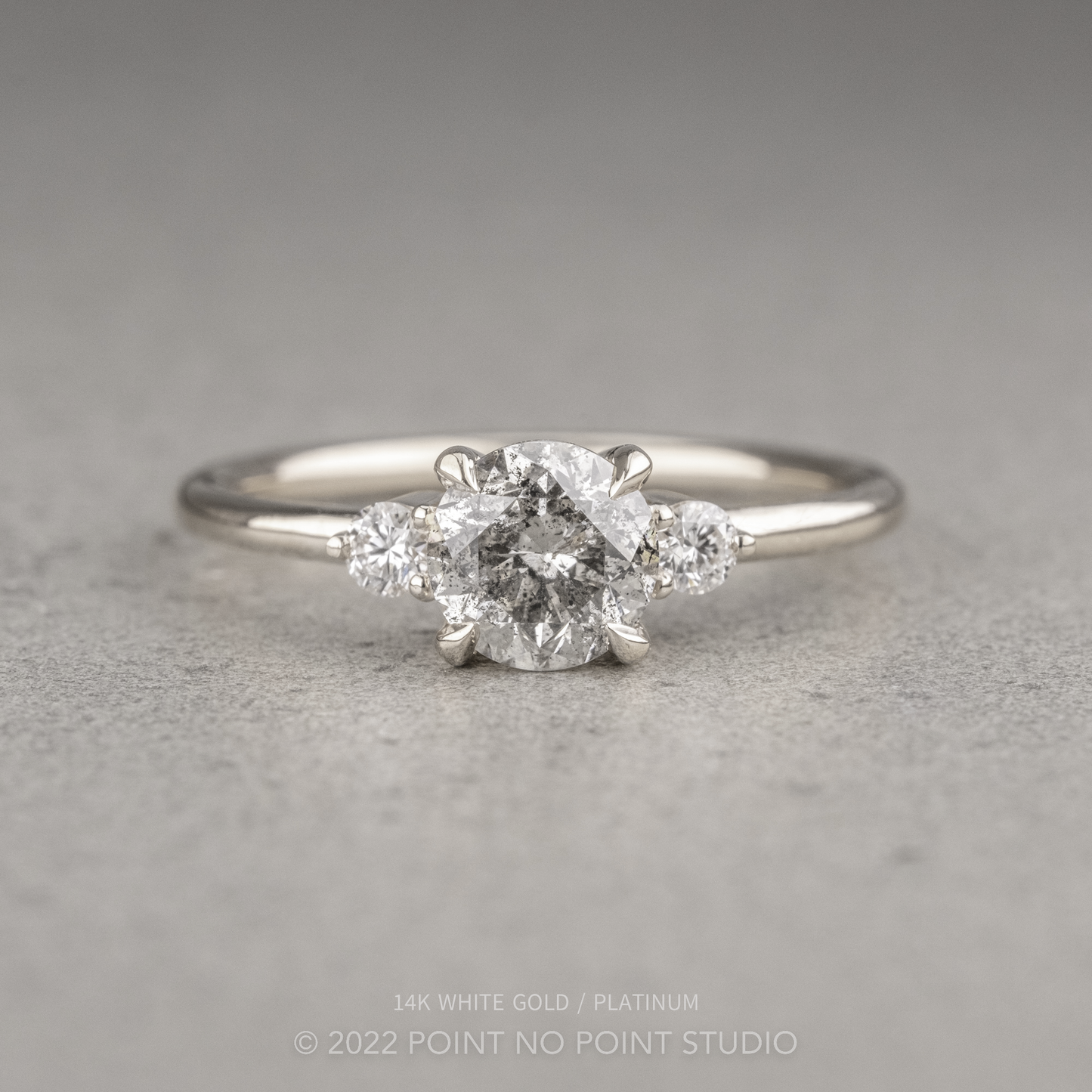 1.13 Carat Salt and Pepper Round Diamond Engagement Ring, Zoe Setting