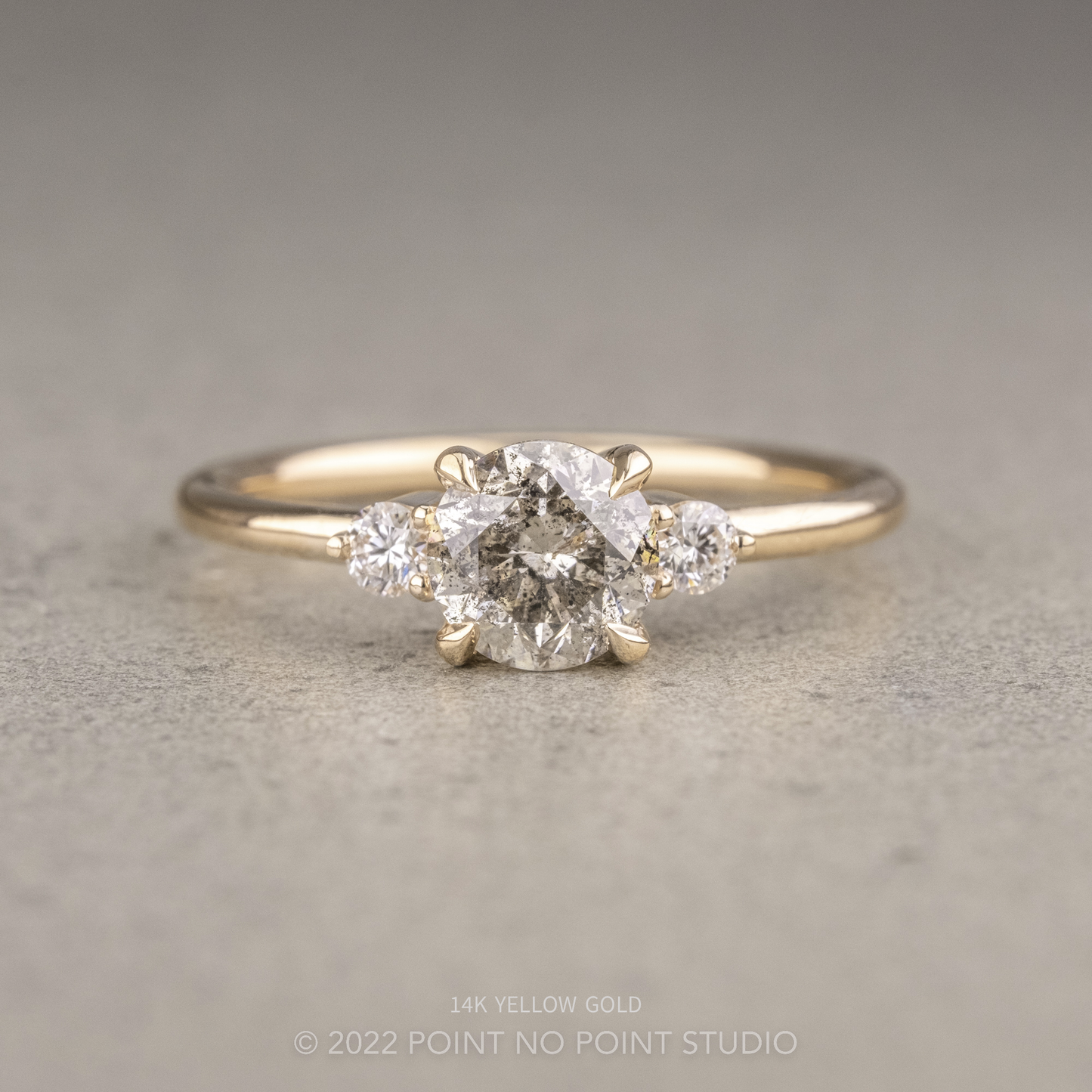 1.13 Carat Salt and Pepper Round Diamond Engagement Ring, Zoe Setting