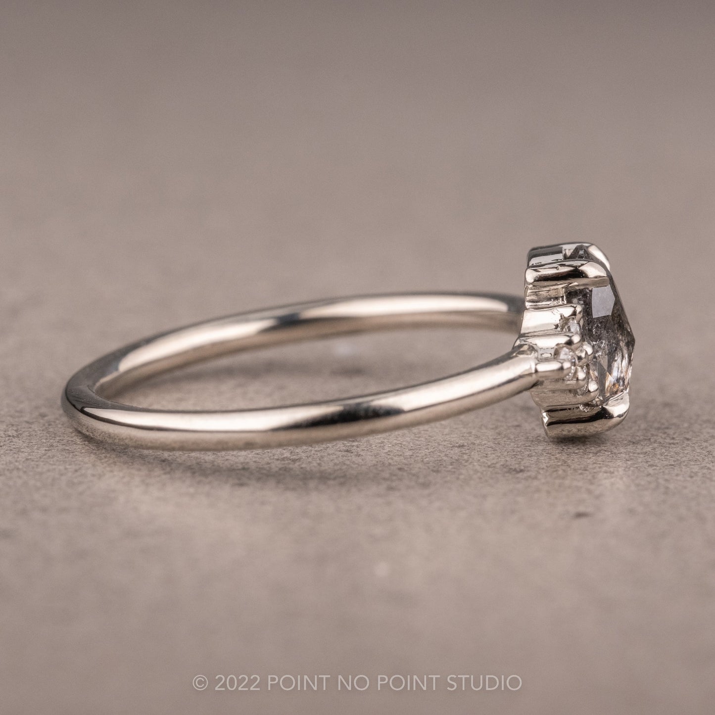 1.01 Carat Salt and Pepper Oval Diamond Engagement Ring, Quinn Setting