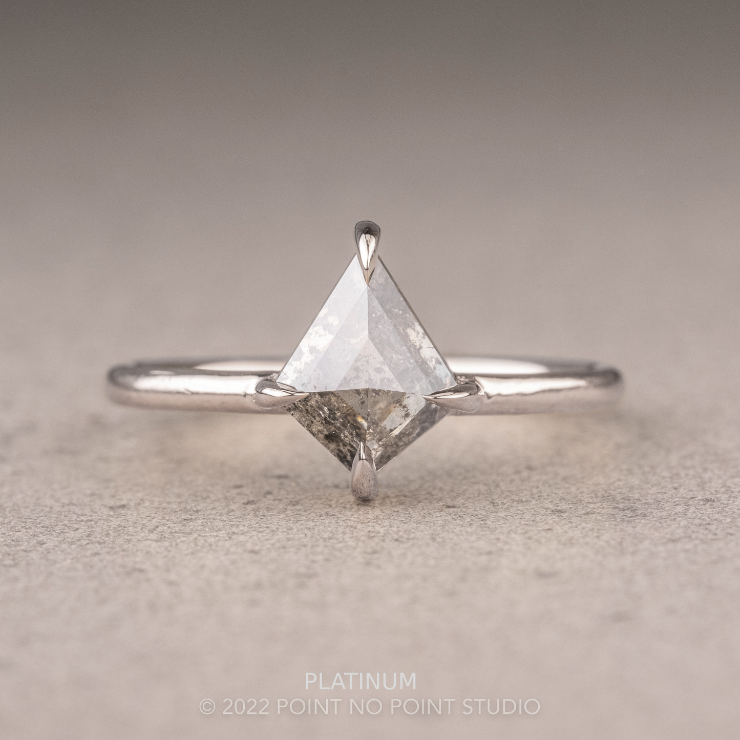 1.28 Carat Salt and Pepper Kite Diamond Engagement Ring, Jane Setting