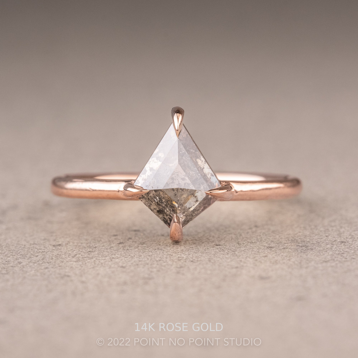 1.28 Carat Salt and Pepper Kite Diamond Engagement Ring, Jane Setting