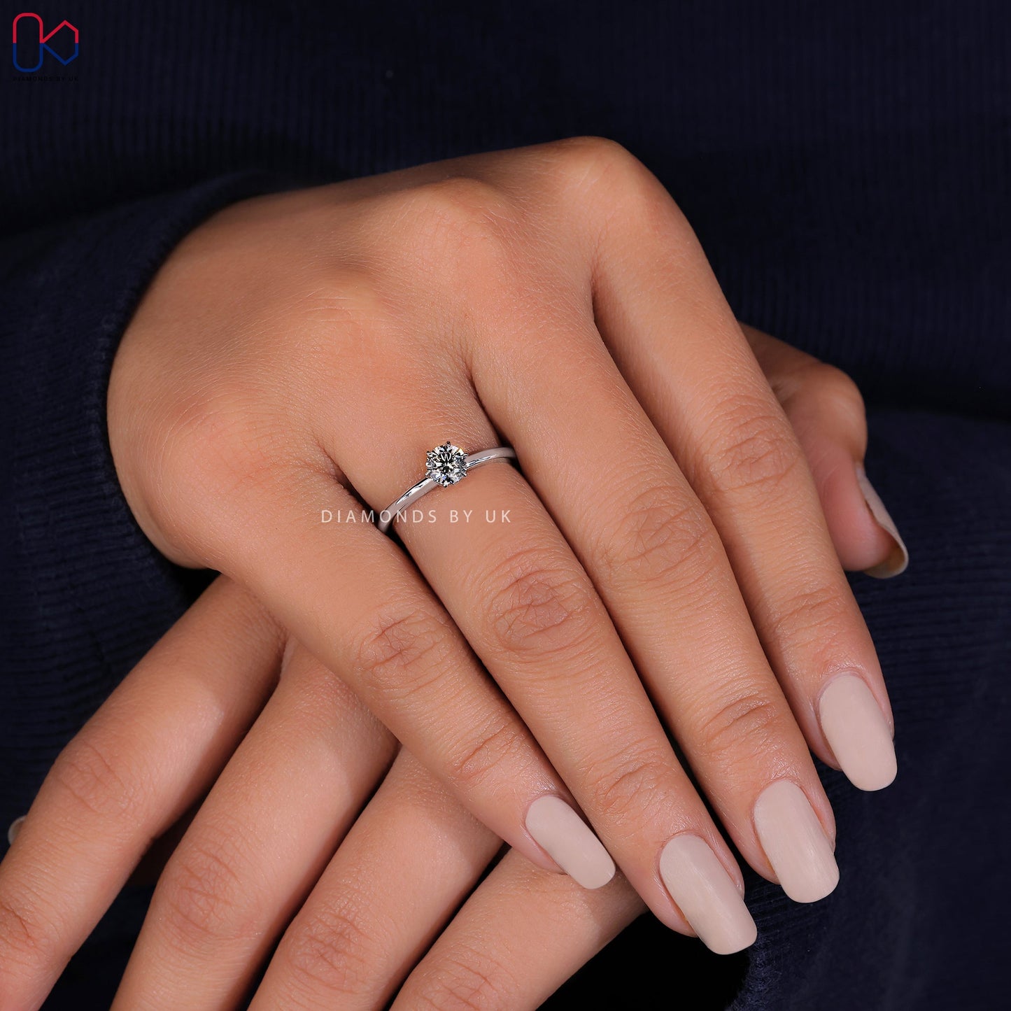 Hidden Halo Round Solitaire Engagement Ring