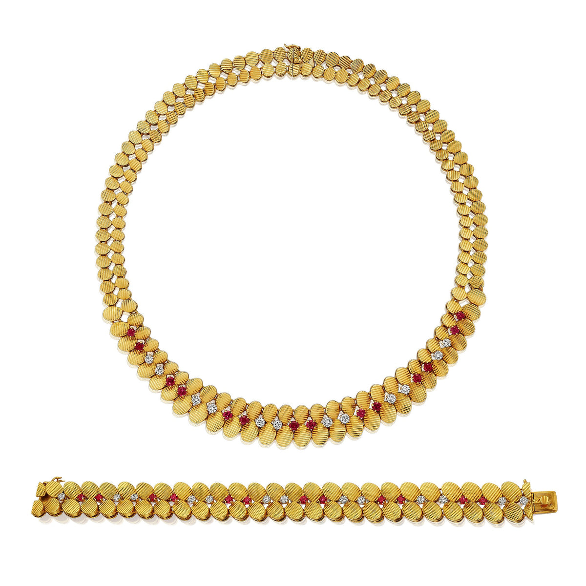 Péry & Fils Mid-Century Ruby and Diamond Suite