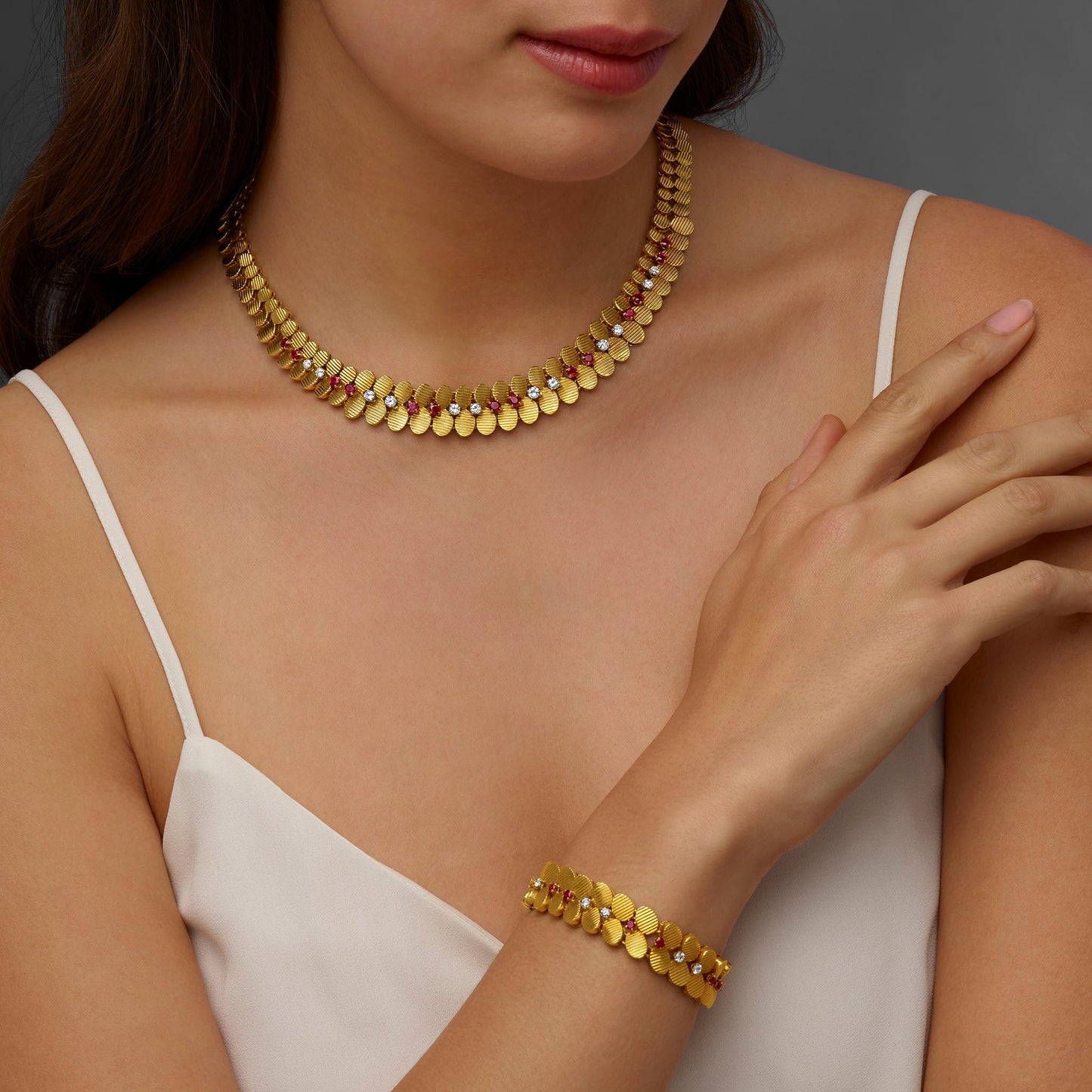 Péry & Fils Mid-Century Ruby and Diamond Suite