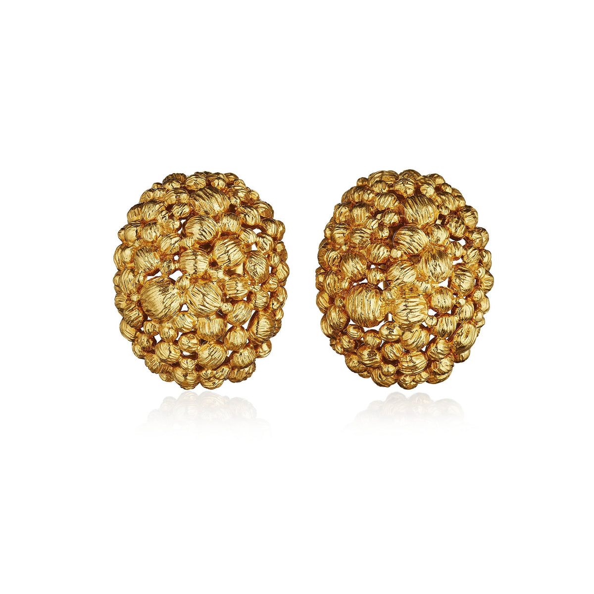 David Webb Textured Gold Earrings