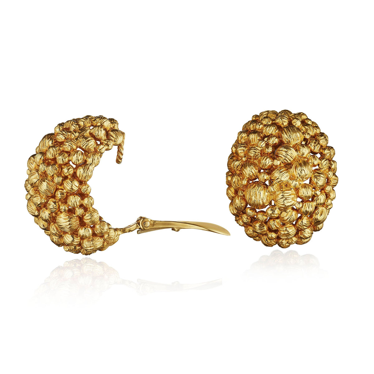 David Webb Textured Gold Earrings
