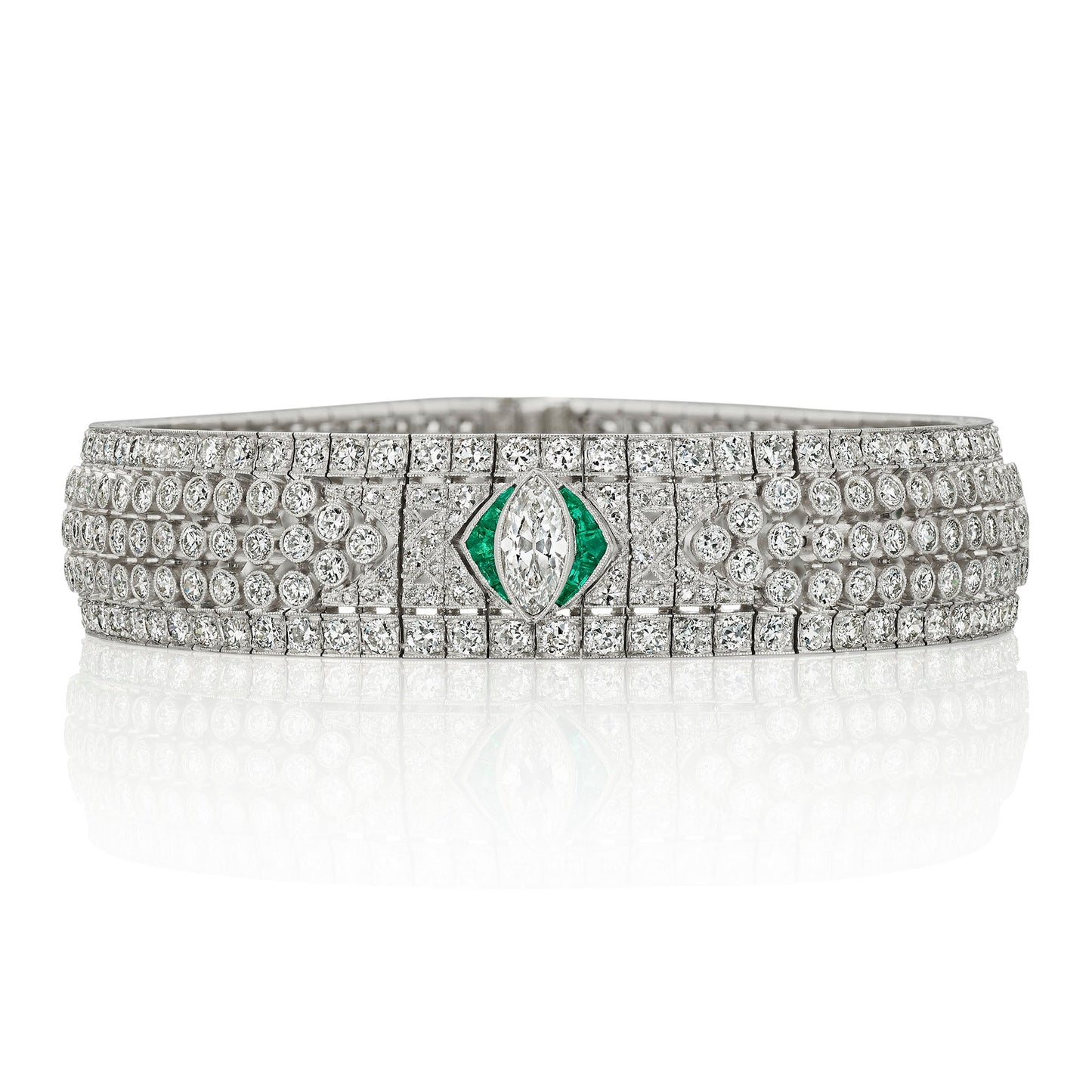 Art Deco Diamond and Emerald Bracelet