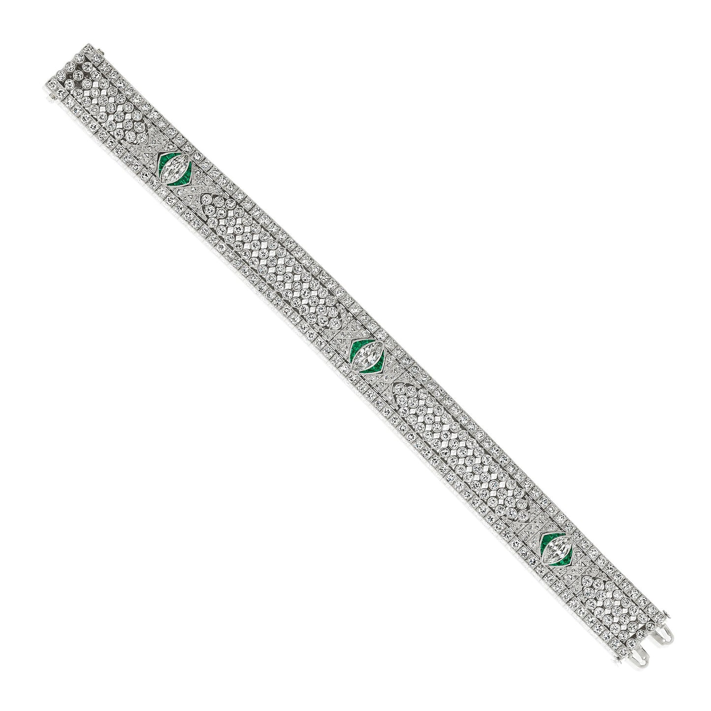 Art Deco Diamond and Emerald Bracelet
