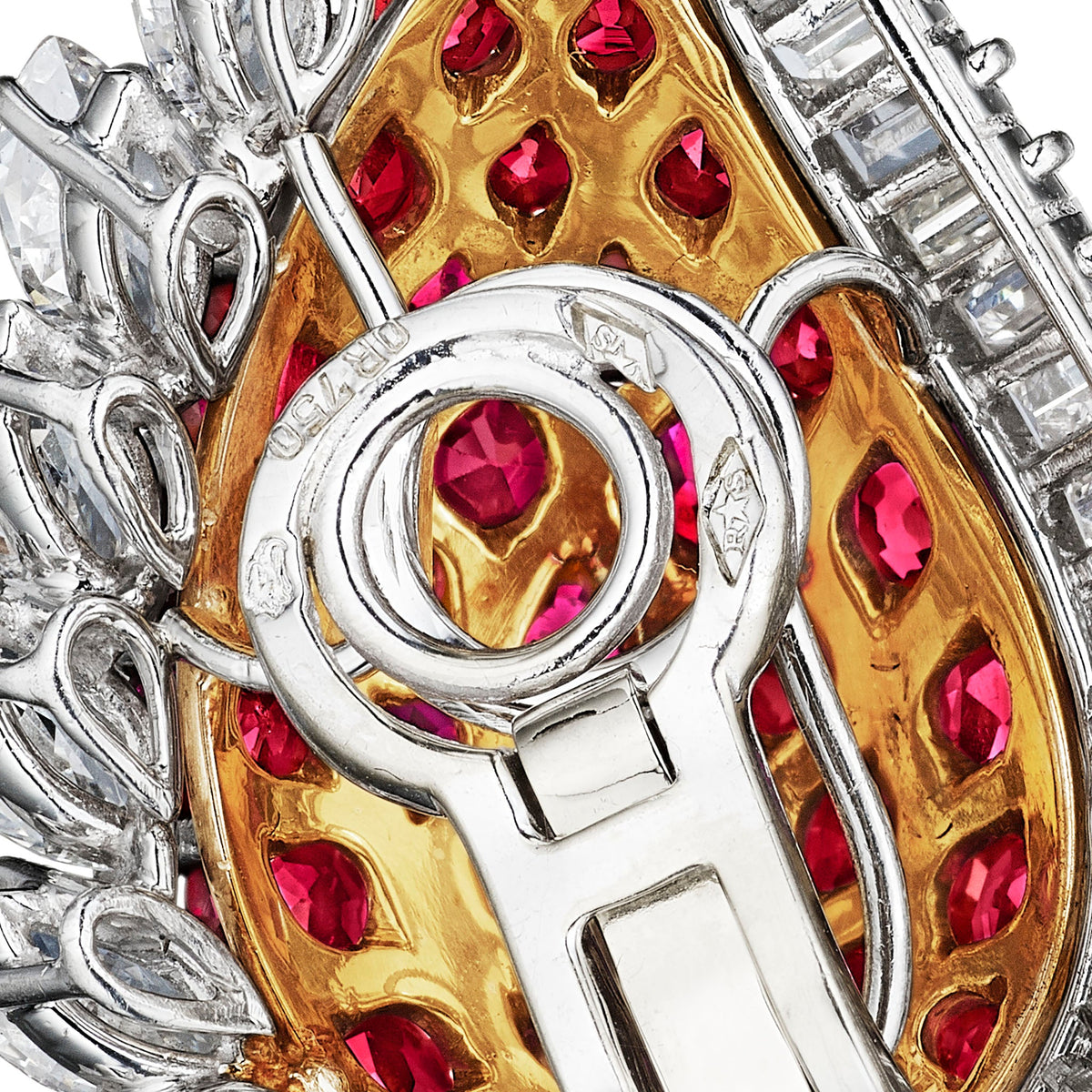 French Mid-Century Ruby and Diamond Earrings