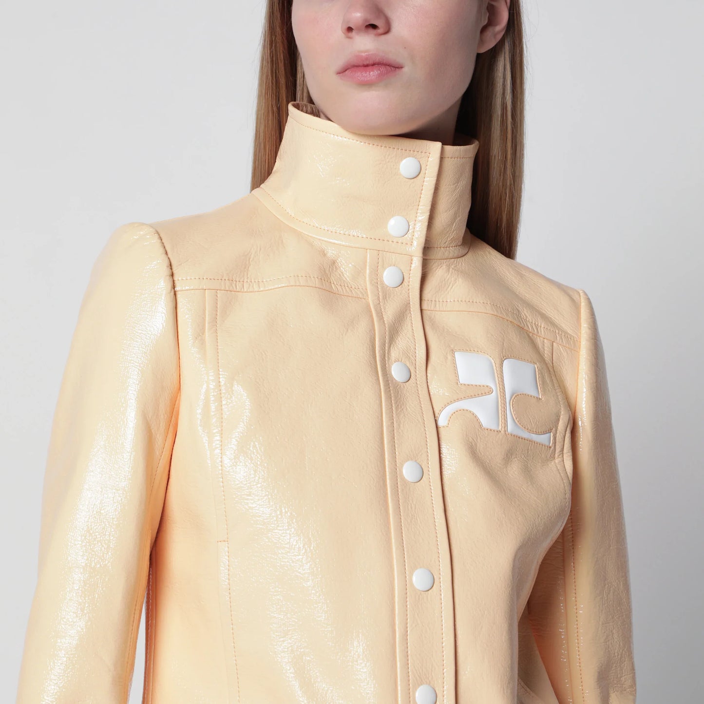 Courrèges - Reedition high-neck vinyl jacket in orange