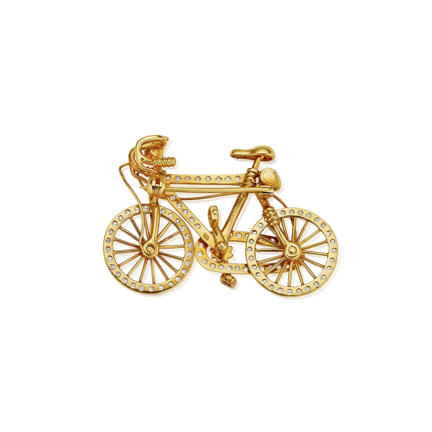 Gold and Diamond Bicycle Brooch