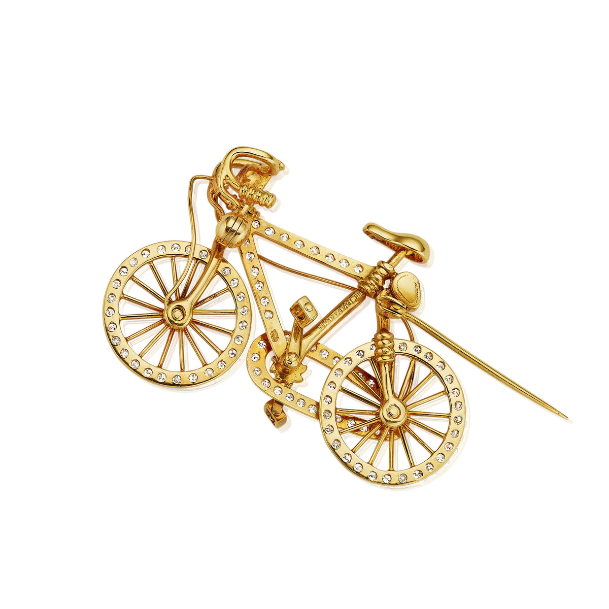 Gold and Diamond Bicycle Brooch
