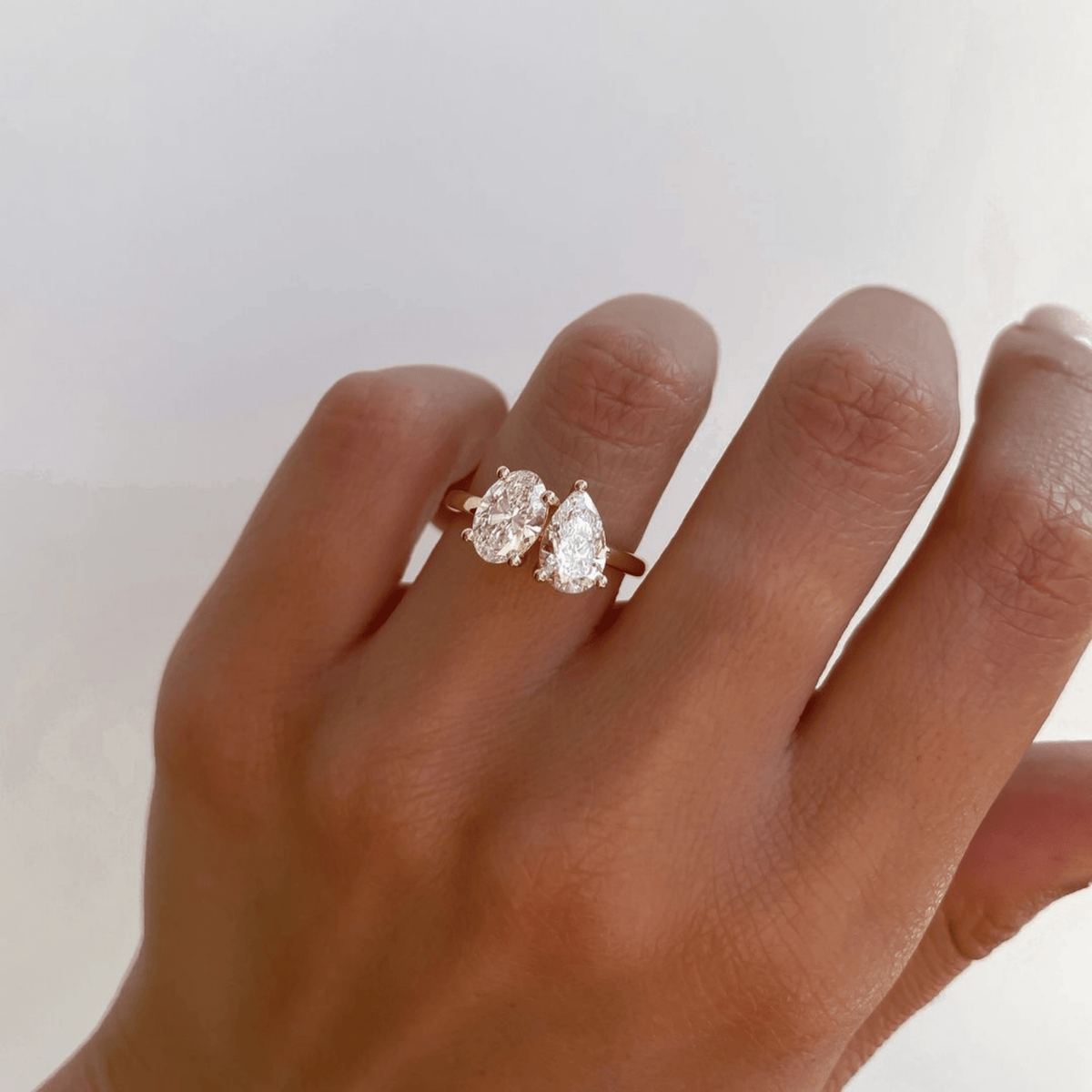 2.25 Carat Oval & Pear Cut Toi Et Moi Two Stone French Ring