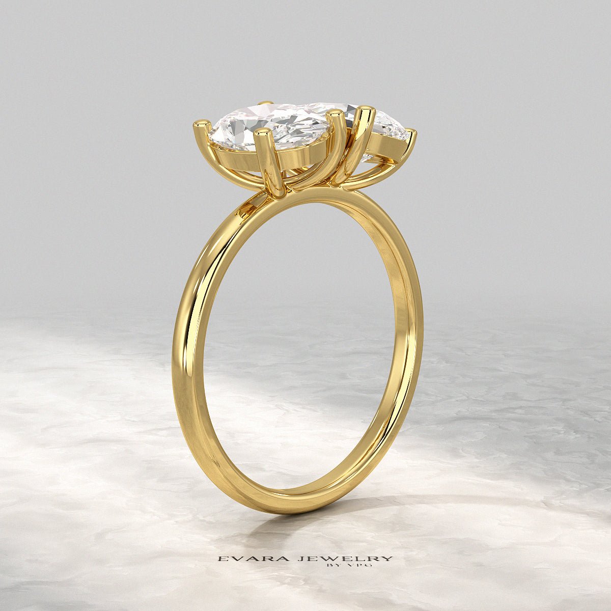 2.25 Carat Oval & Pear Cut Toi Et Moi Two Stone French Ring
