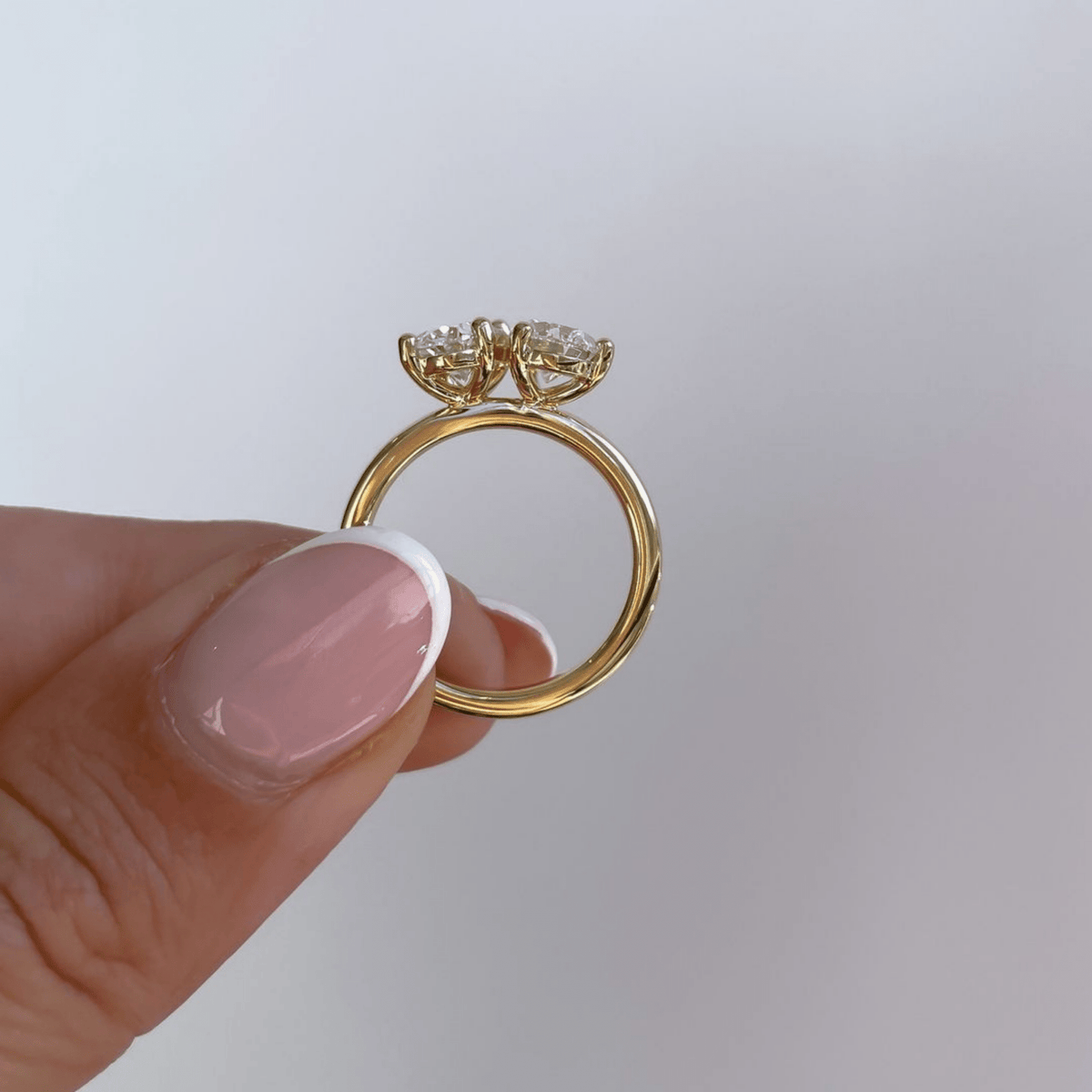 2.25 Carat Oval & Pear Cut Toi Et Moi Two Stone French Ring