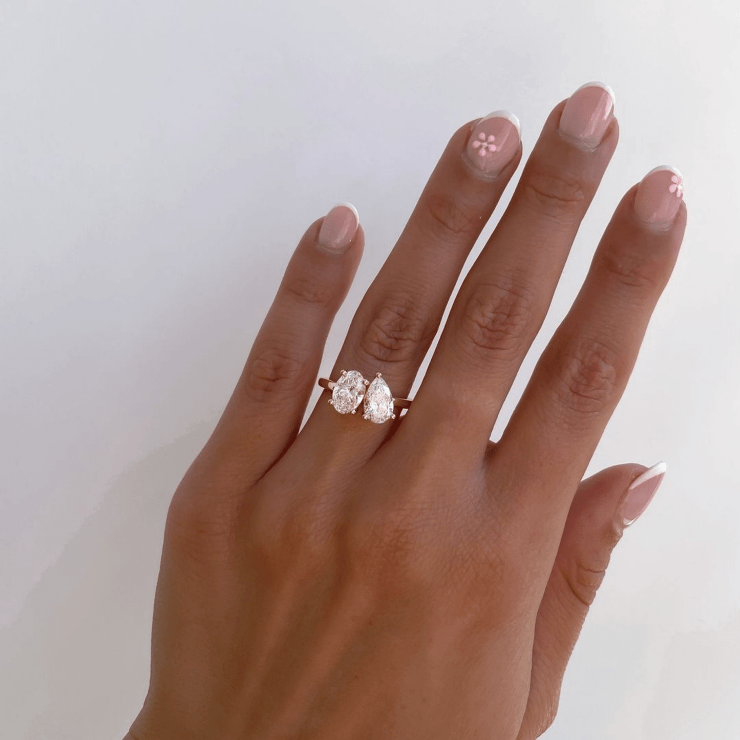 2.25 Carat Oval & Pear Cut Toi Et Moi Two Stone French Ring