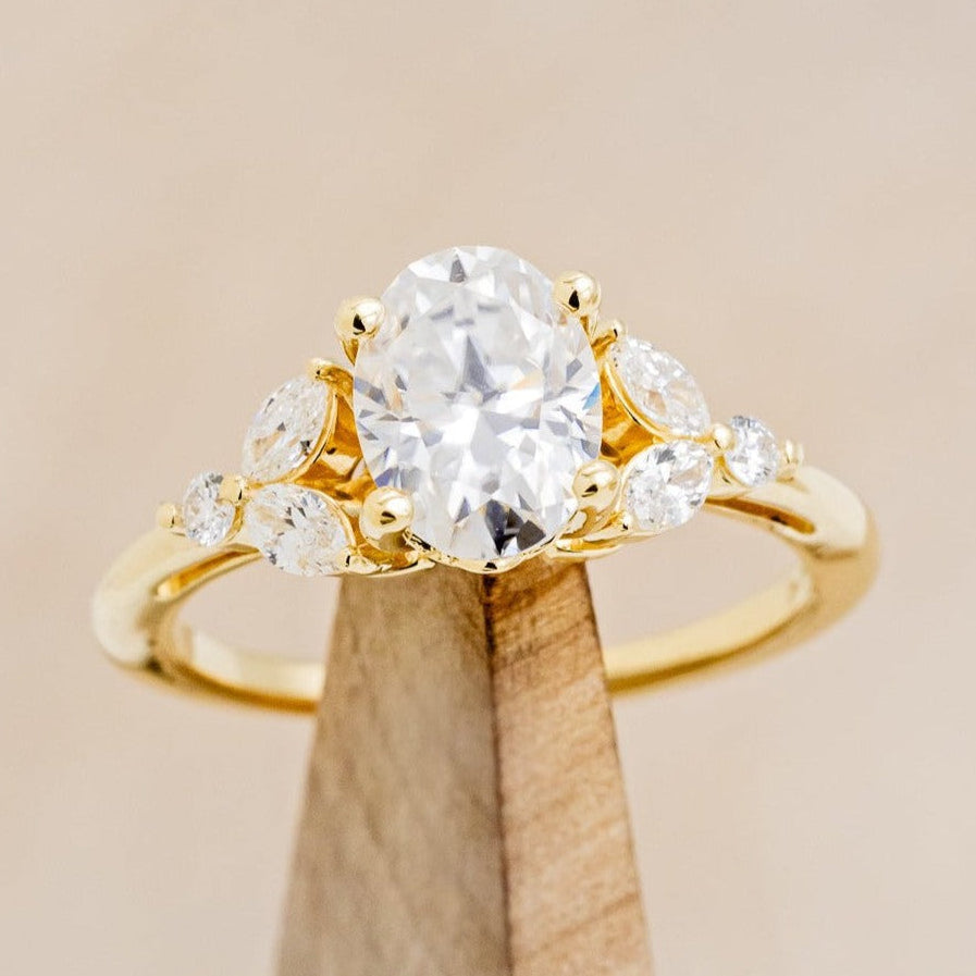"Blossom" - Oval Cut Moissanite Engagement Ring With Diamond Accents