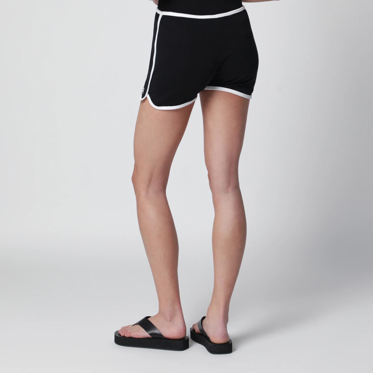 Courrèges - Contrast mini jersey shorts in black cotton