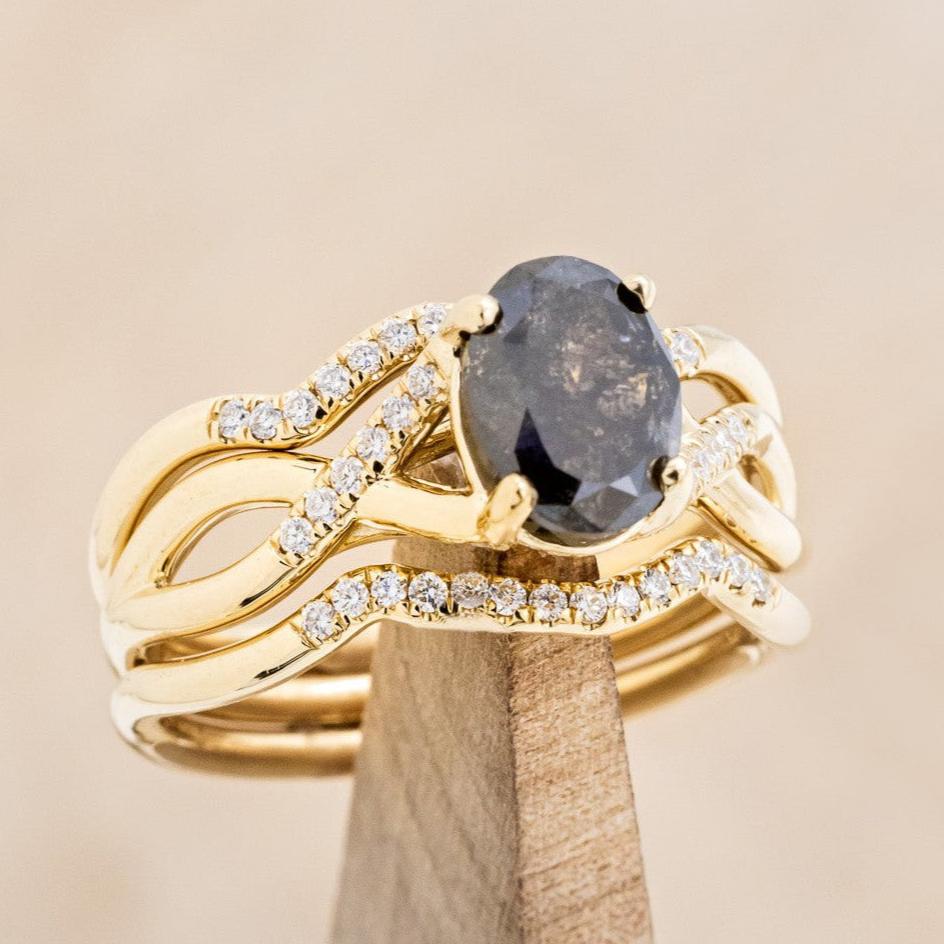 "Roslyn" - Salt & Pepper Diamond Engagement Ring With Diamond Accents