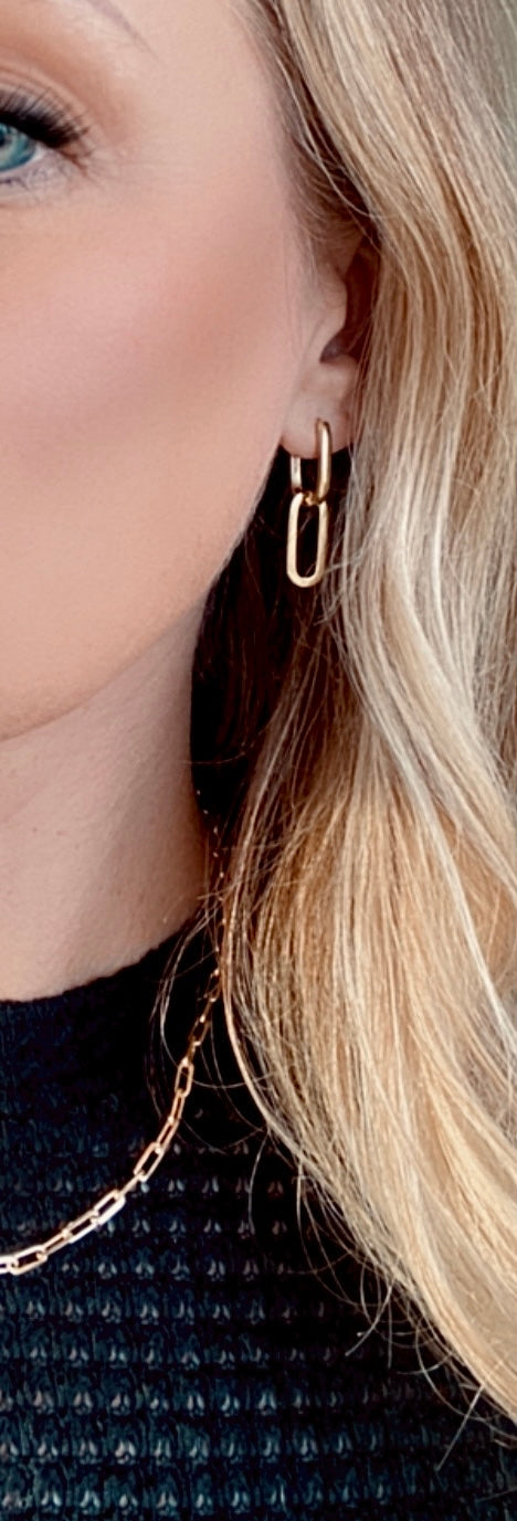 Gold Filled Chain Link Earrings Chunky Links Earrings Large Gold Chain Earrings Oblong Hoops Gift Minimalist Jewelry Luxe Earrings