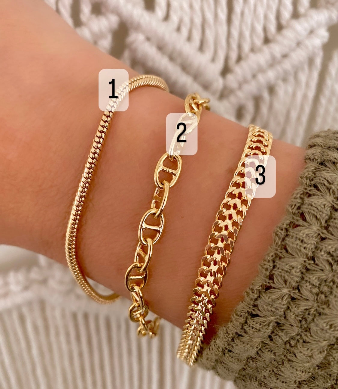 Gold Filled Layering Bracelets Oval Link Bracelet Rounded Snake Chain Bracelet Basket Weave Chain Braided Link Bracelets Minimalist Jewelry