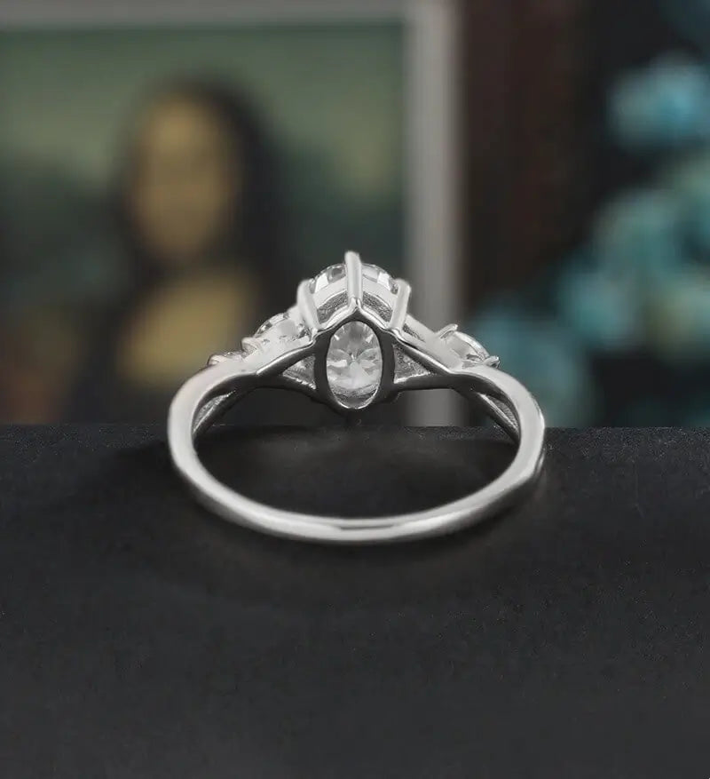 Oval Cut Moissanite Engagement Ring Marquise Monstone Solid Gold Promise Ring Unique Anniversary Diamond Ring Solid Gold Wedding Ring Vintage Bridal promise Ring For Women